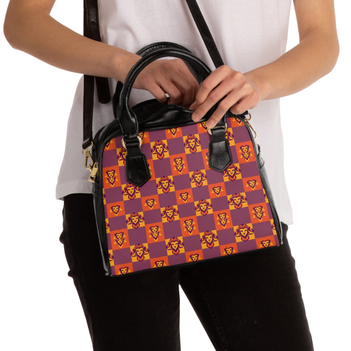 Shoulder Handbag, Leo, Zodiac v4, Shapes Pattern