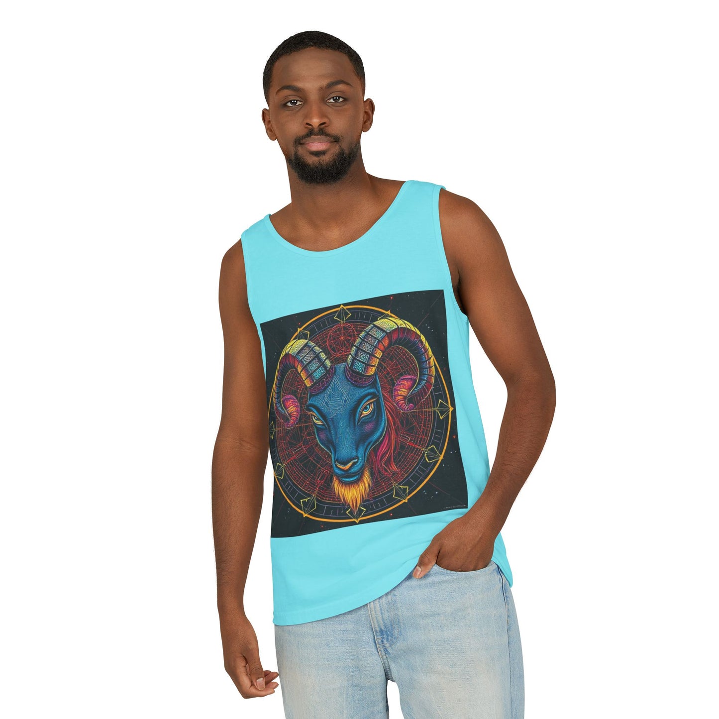 Unisex Garment-Dyed, Tank Top, Aries Design, Pop Art, 100% Ringspun US cotton