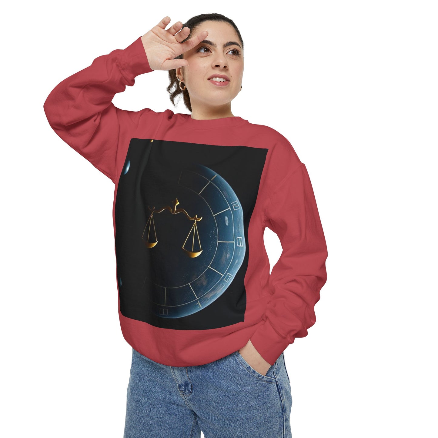 Garment-Dyed Sweatshirt, Unisex, Space Animal Design v1, Libra