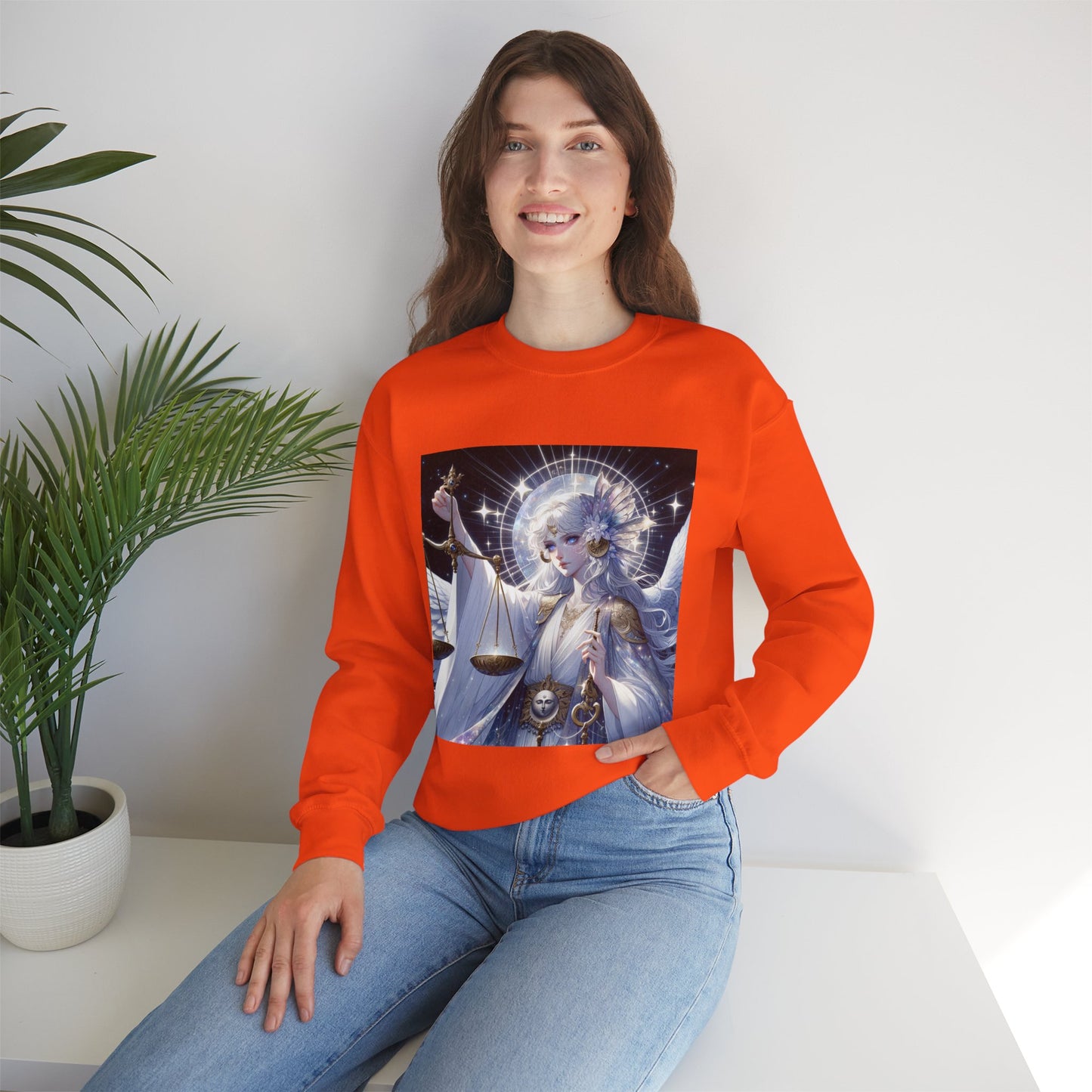 Unisex Heavy Blend™ Crewneck Sweatshirt,anime angel, Libra Zodiac Design