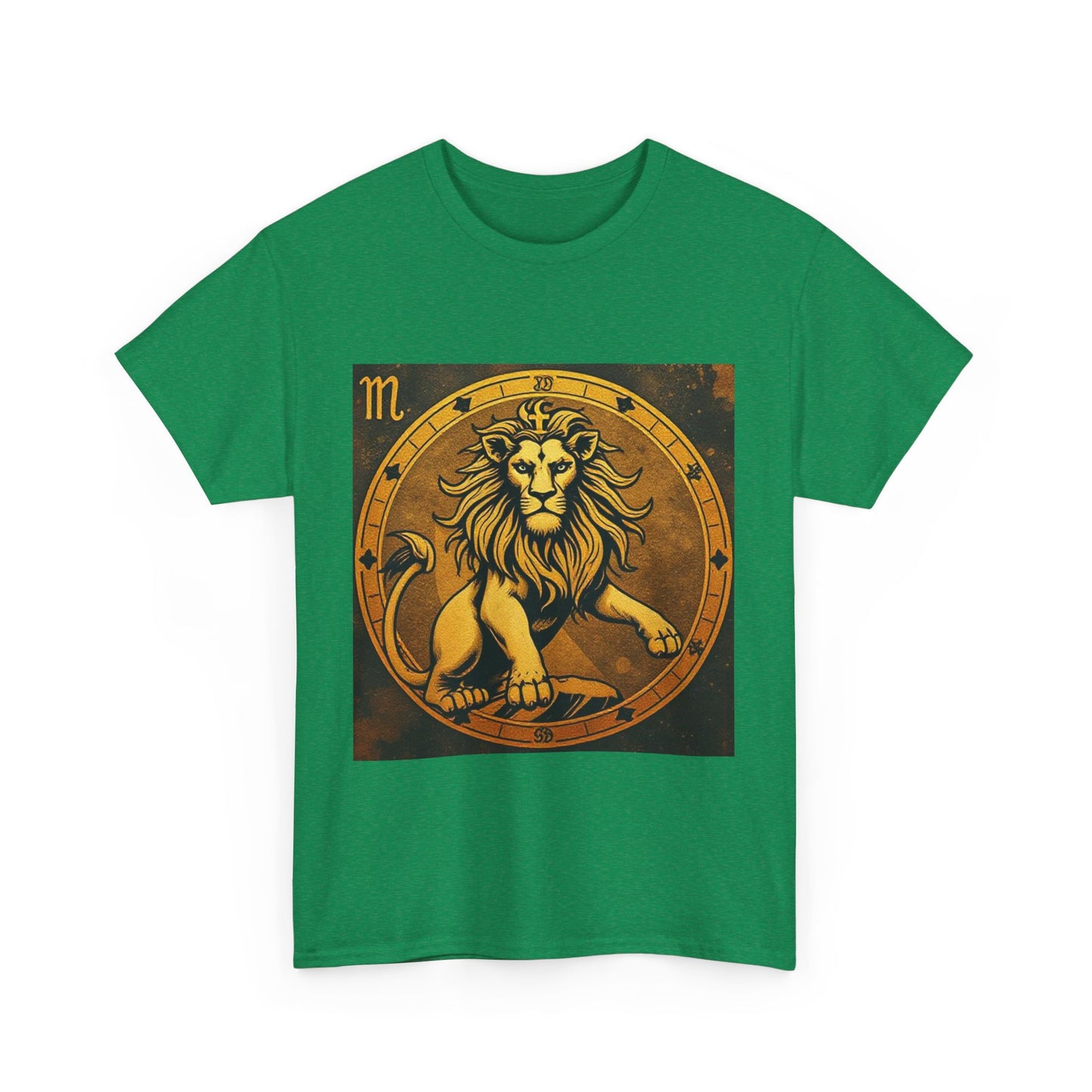 Unisex Heavy Cotton T-Shirt, Gold Lion, Leo Zodiac Design