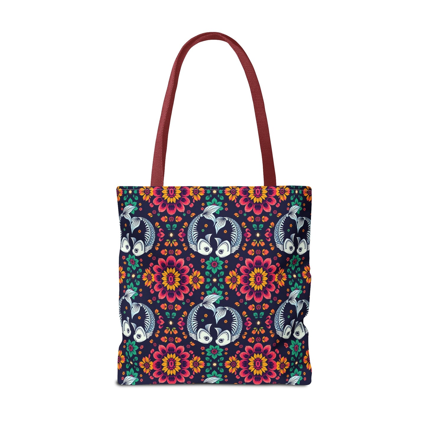 Tote Bag (AOP), Pisces, Zodiac v1, Flower Pattern
