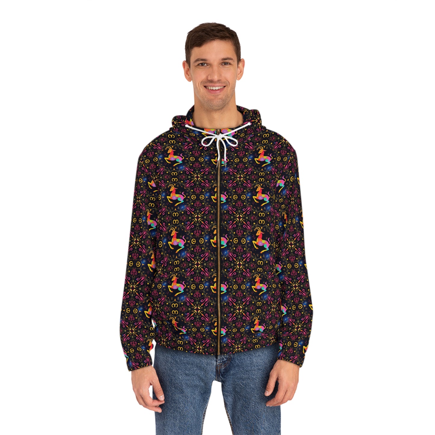 Full-Zip Hoodie (AOP), Capricorn, Zodiac v1, Pattern