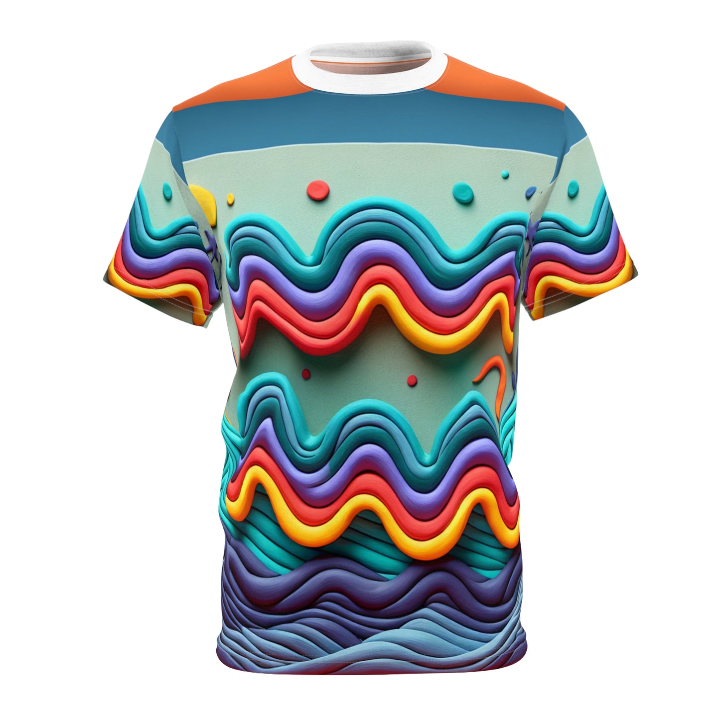 Unisex Cut & Sew T-Shirt (AOP), Water Painting, Aquarius Zodiac Design, Regular fit, 100% Polyester