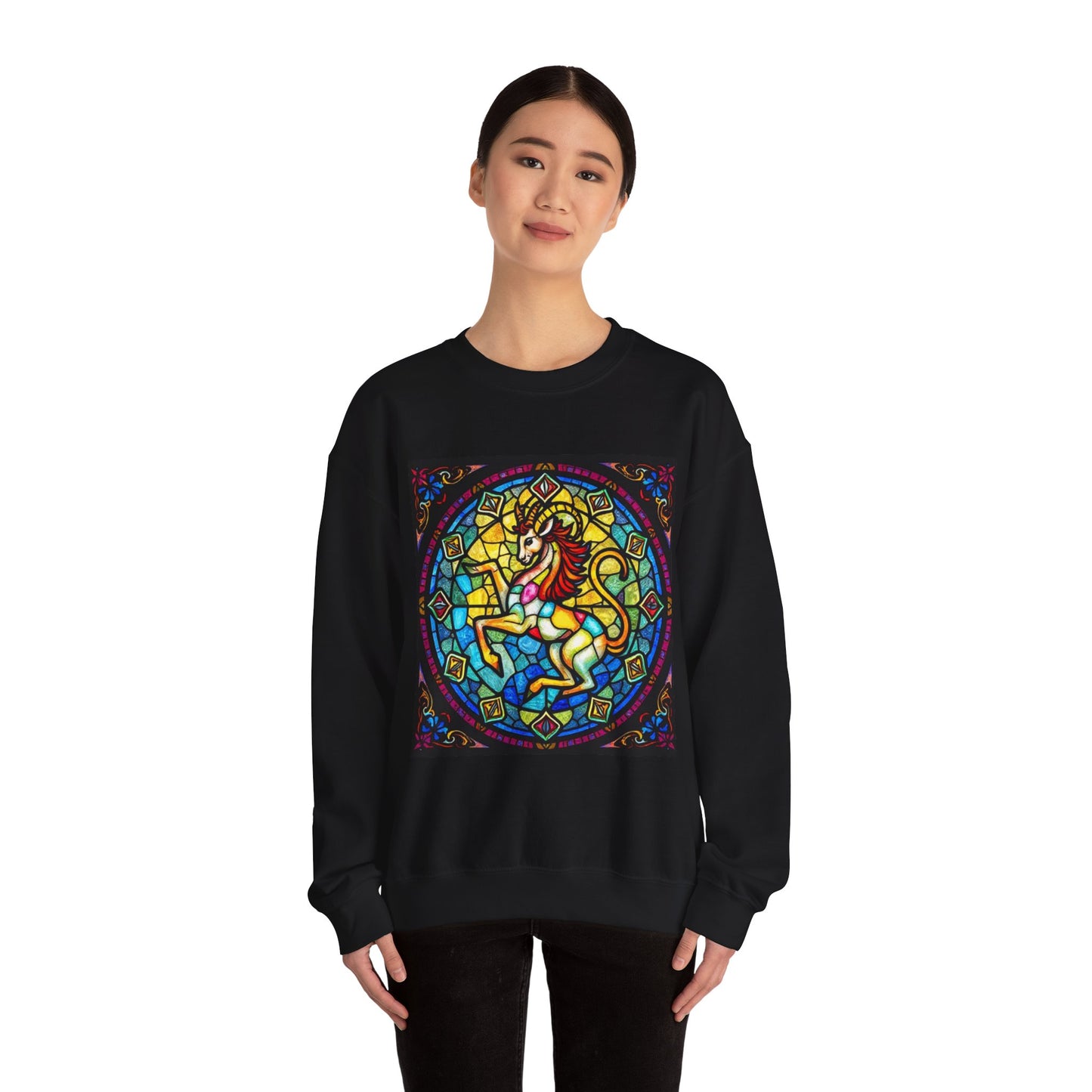 Unisex Heavy Blend™ Crewneck Sweatshirt, Glass, Capricorn Zodiac Design