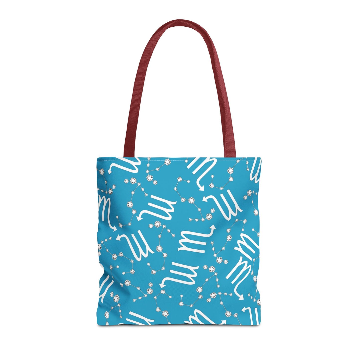 Tote Bag, Scorpio Zodiac Sign, AOP, (Turquoise, White)