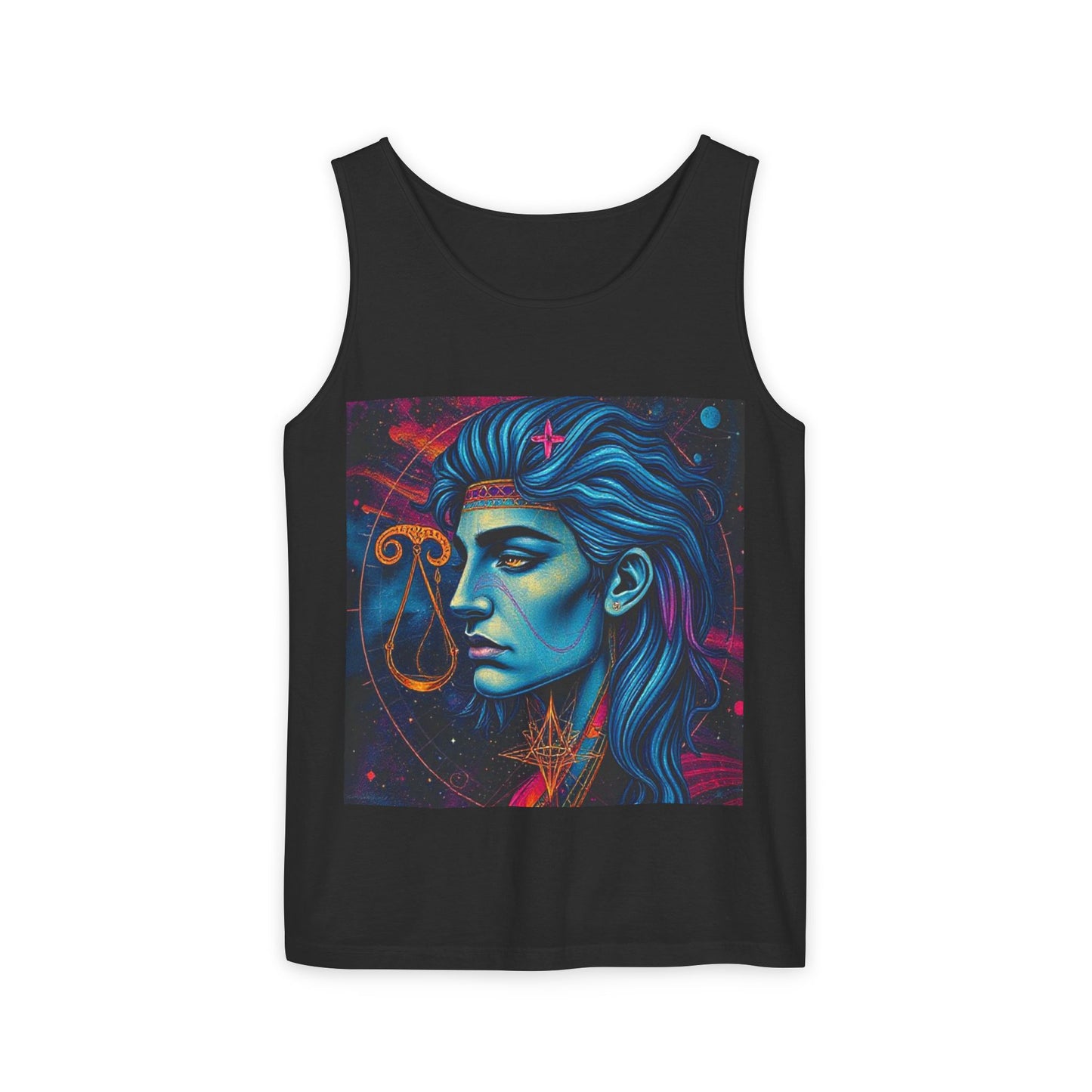 Unisex Garment-Dyed, Tank Top, Libra Design, Pop Art v1, 100% US cotton