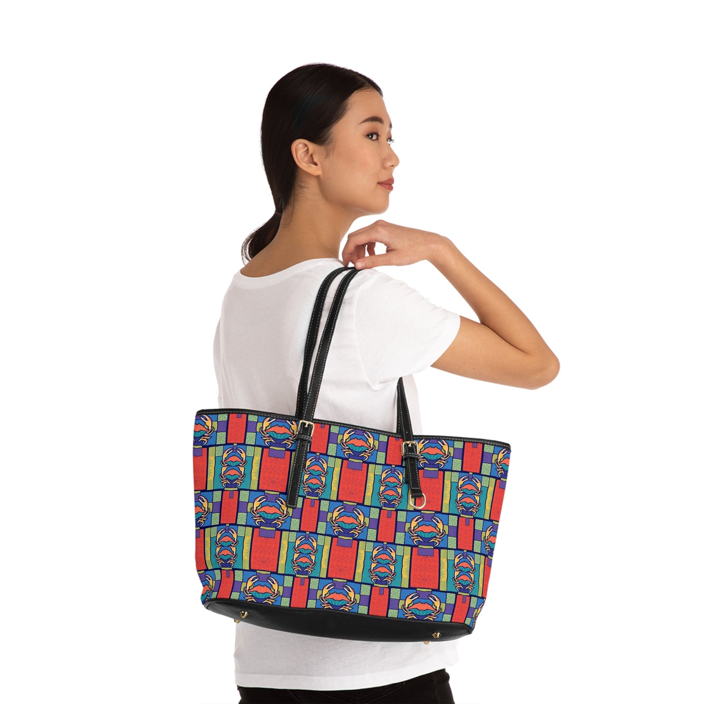 Leather Shoulder Bag, Cancer, Zodiac v1, Shapes Pattern