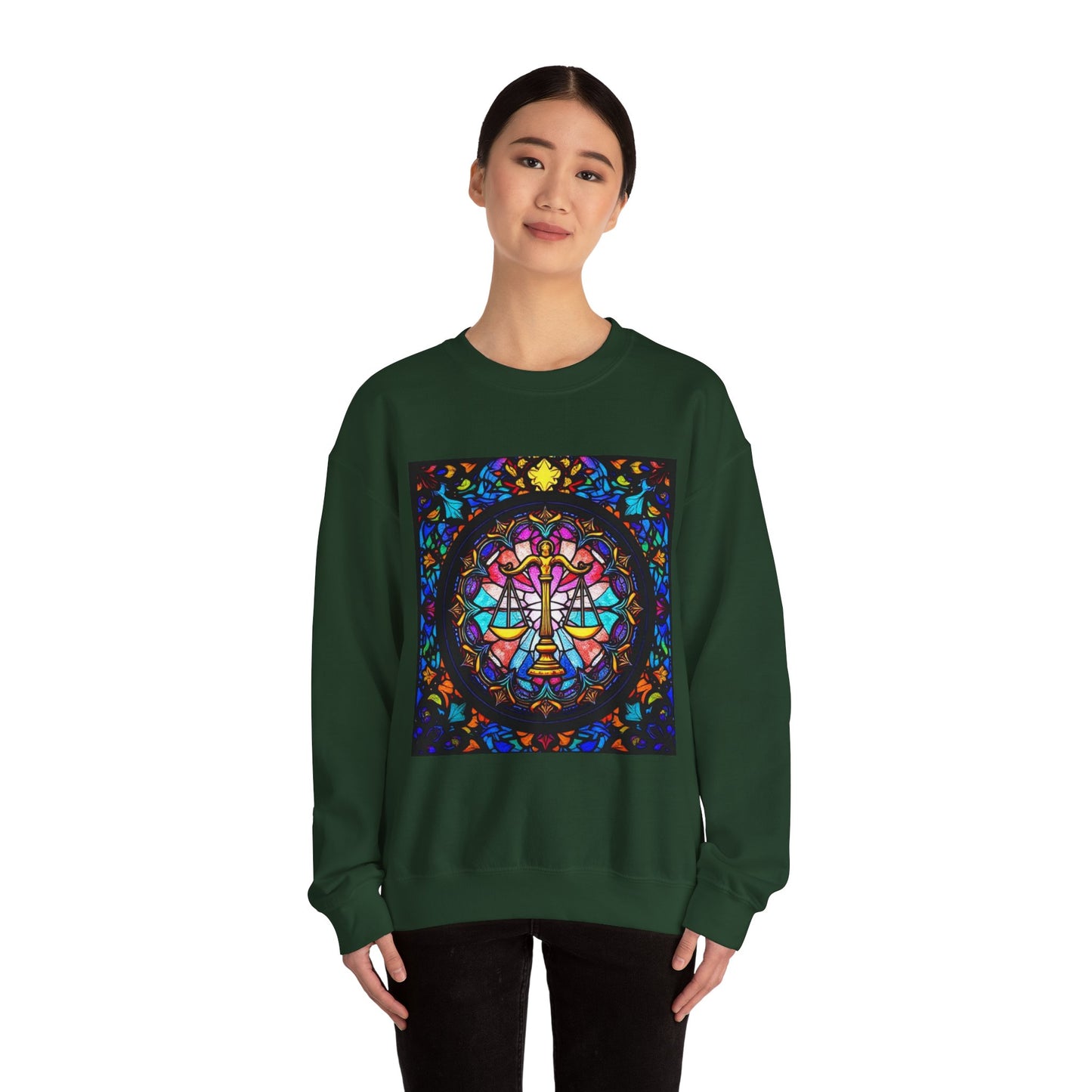 Unisex Heavy Blend™ Crewneck Sweatshirt, Glass 1, Libra Zodiac Design