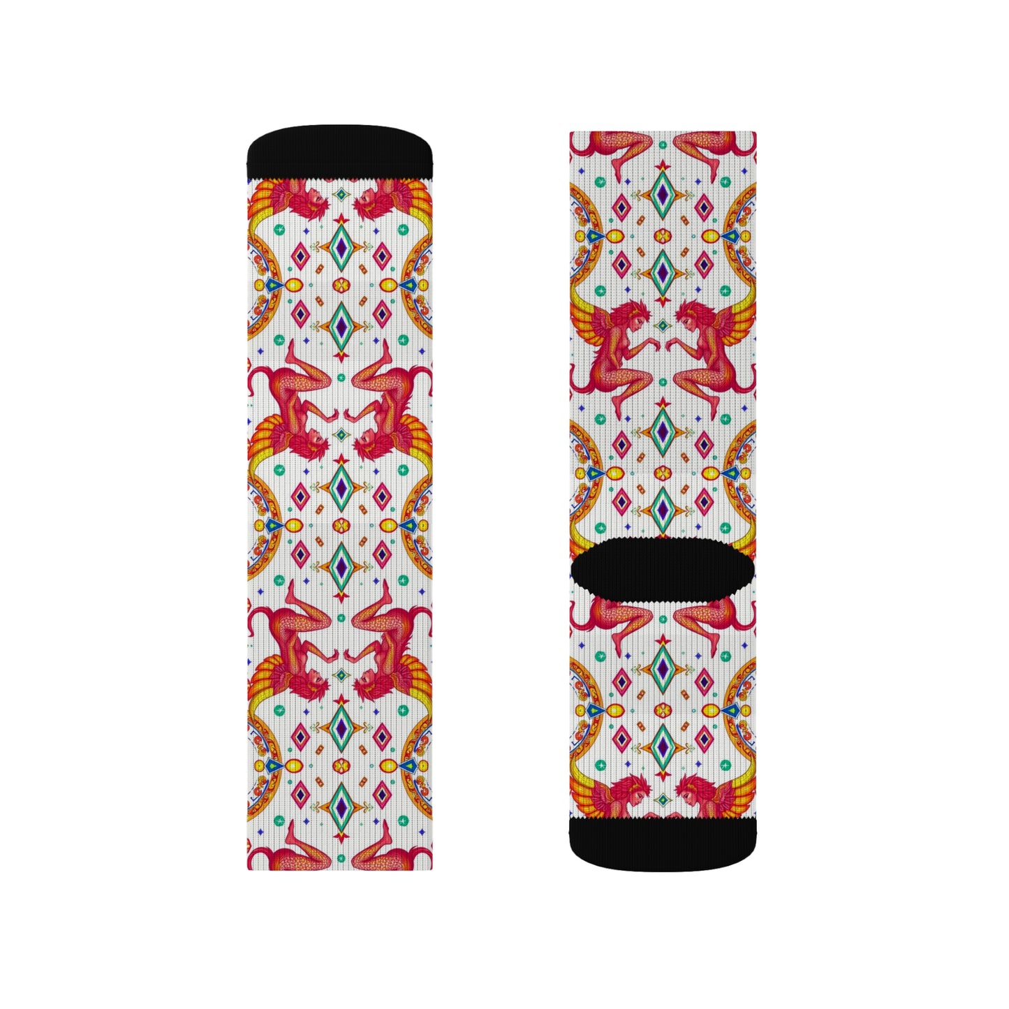 Sublimation Socks, Gemini, Zodiac, Jewel Pattern