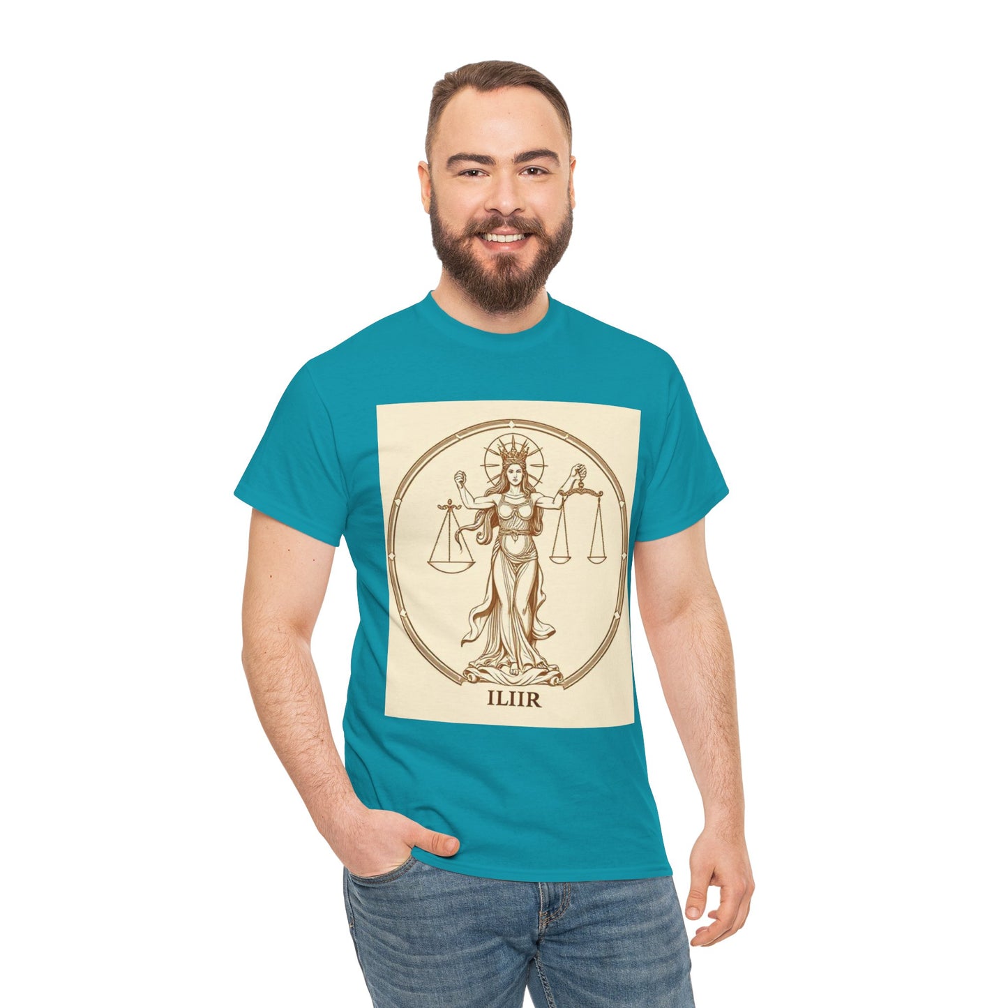 Unisex Heavy Cotton T-Shirt, Libra Goddess, Zodiac Design