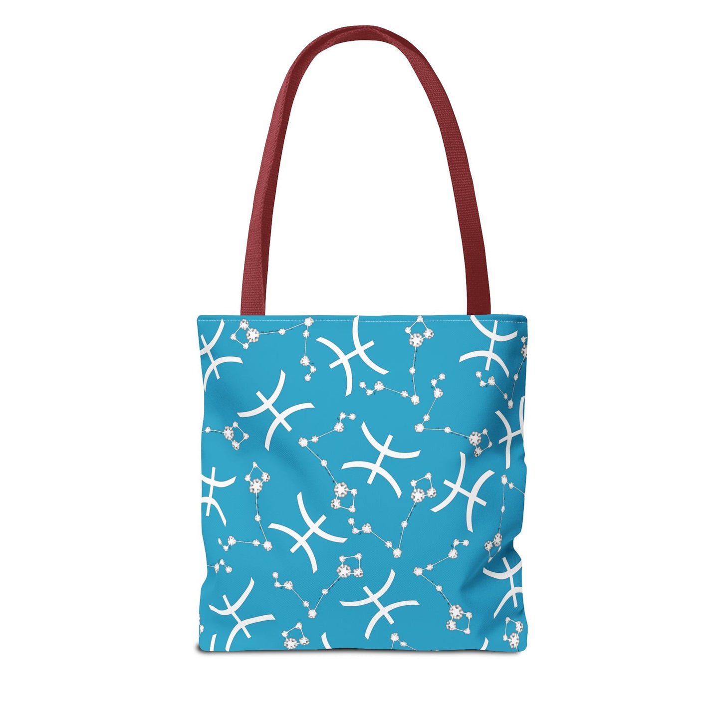 Tote Bag, Pisces Zodiac Sign, AOP, (Turquoise, White)