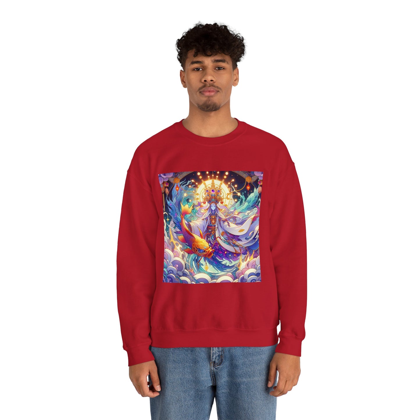 Unisex Heavy Blend™ Crewneck Sweatshirt, Anime Pisces King, Zodiac Design