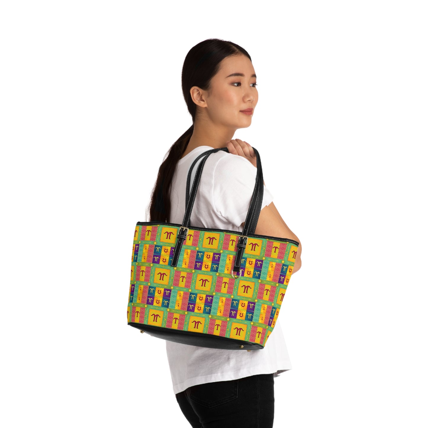 Leather Shoulder Bag, Aquarius, Zodiac, Shapes Pattern