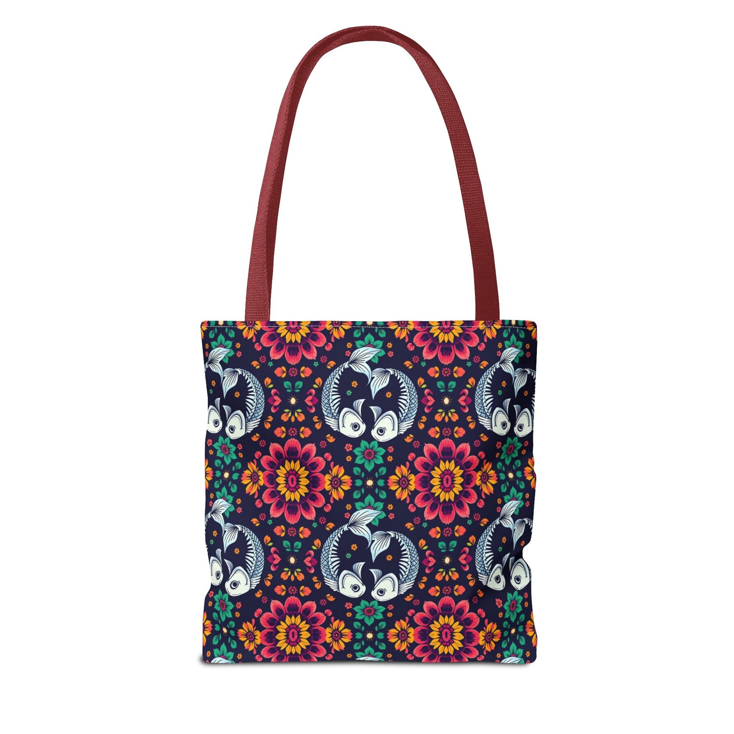 Tote Bag (AOP), Pisces, Zodiac v1, Flower Pattern
