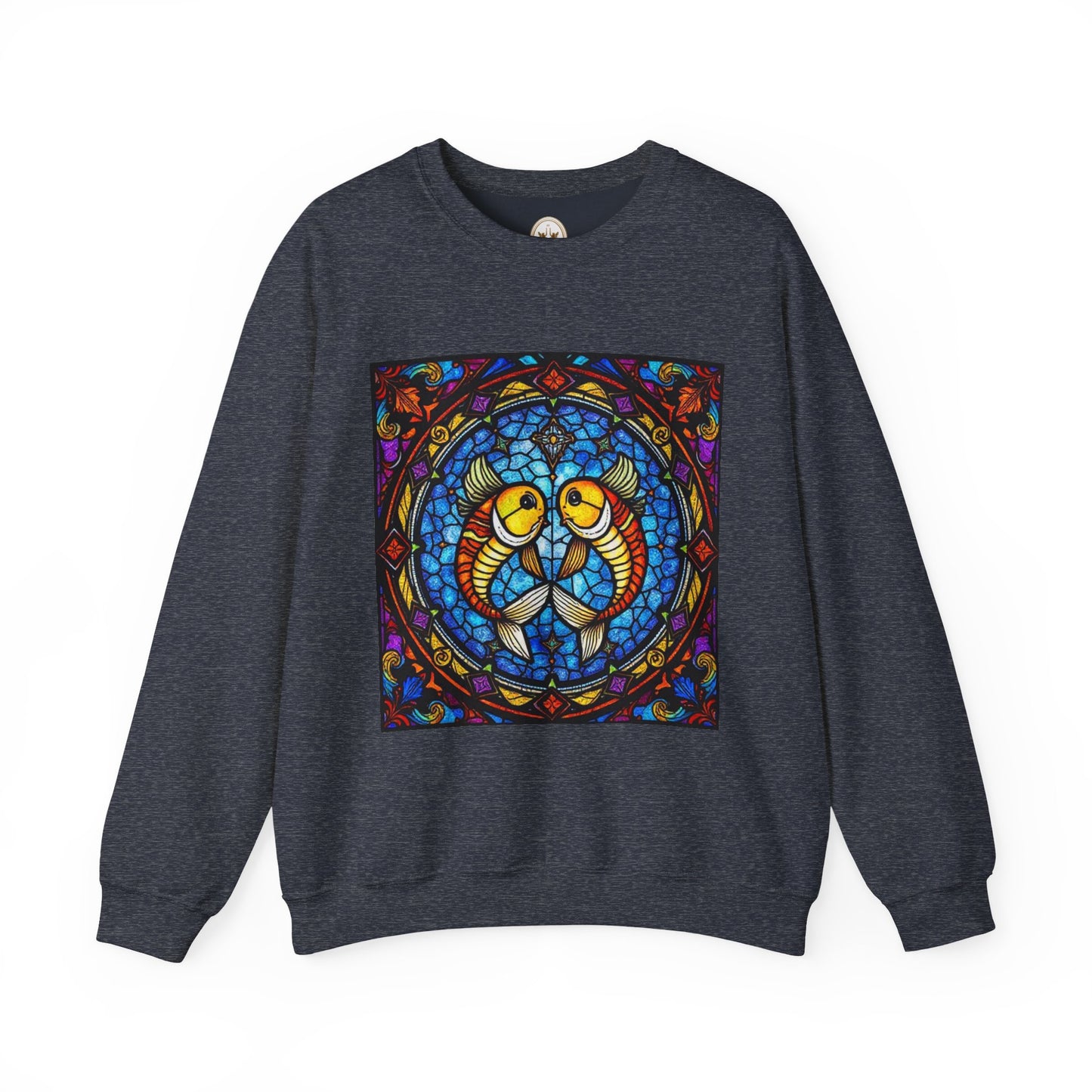 Unisex Heavy Blend™ Crewneck Sweatshirt, Glass 1, Pisces Zodiac Design