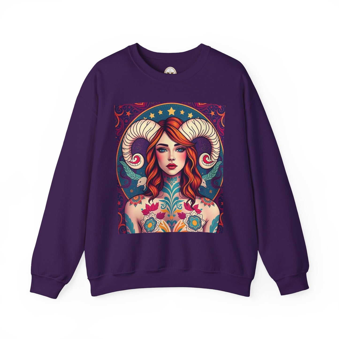 Unisex Heavy Blend™ Crewneck Sweatshirt, Aries, Zodiac v1, Sexy Pattern