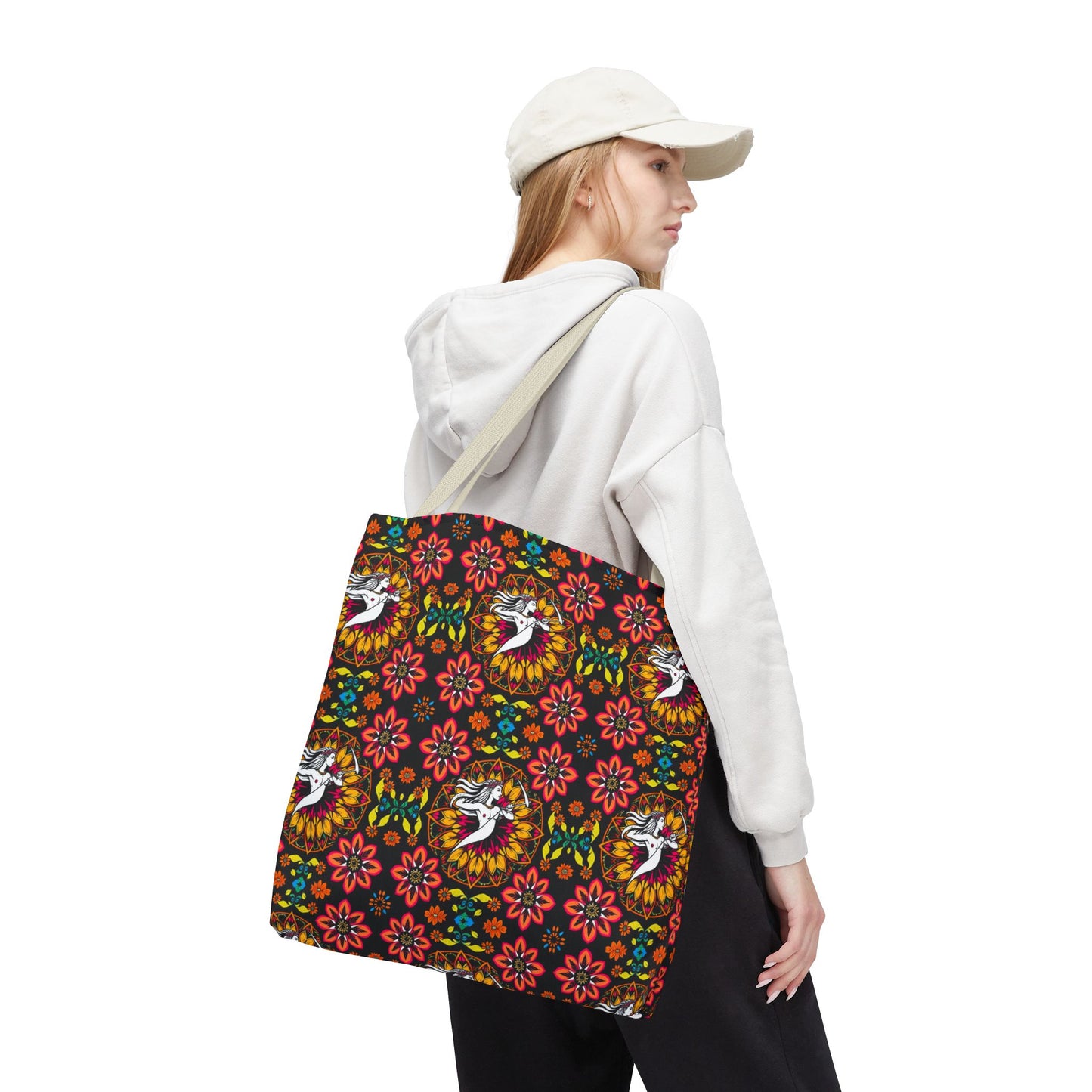 Tote Bag (AOP), Sagittarius, Zodiac v1, Flower Pattern