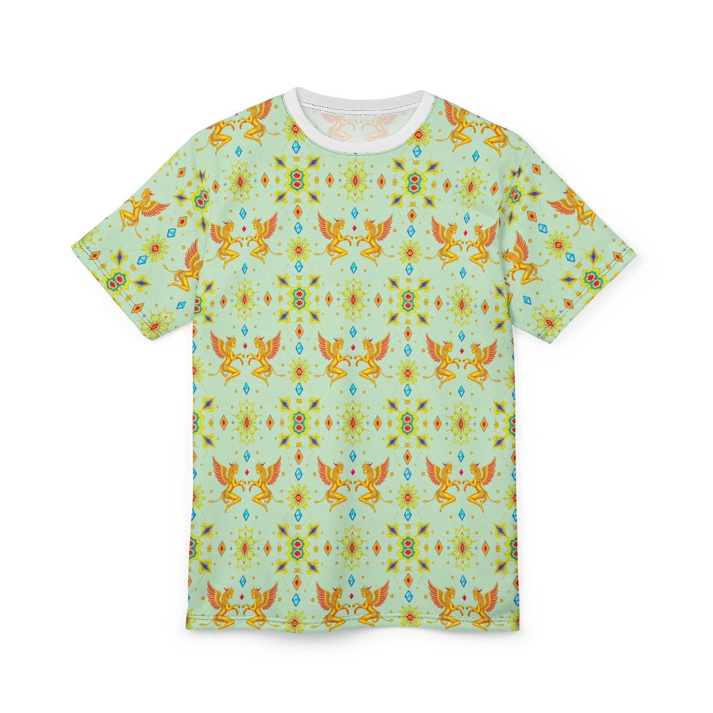 Unisex Cut & Sew T-Shirt, (AOP), Gemini, Zodiac v1, Jewels Pattern
