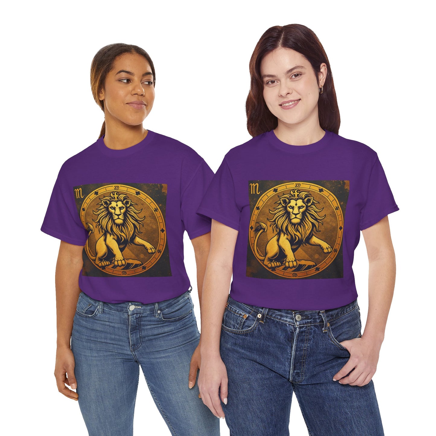 Unisex Heavy Cotton T-Shirt, Gold Lion v1, Leo Zodiac Design