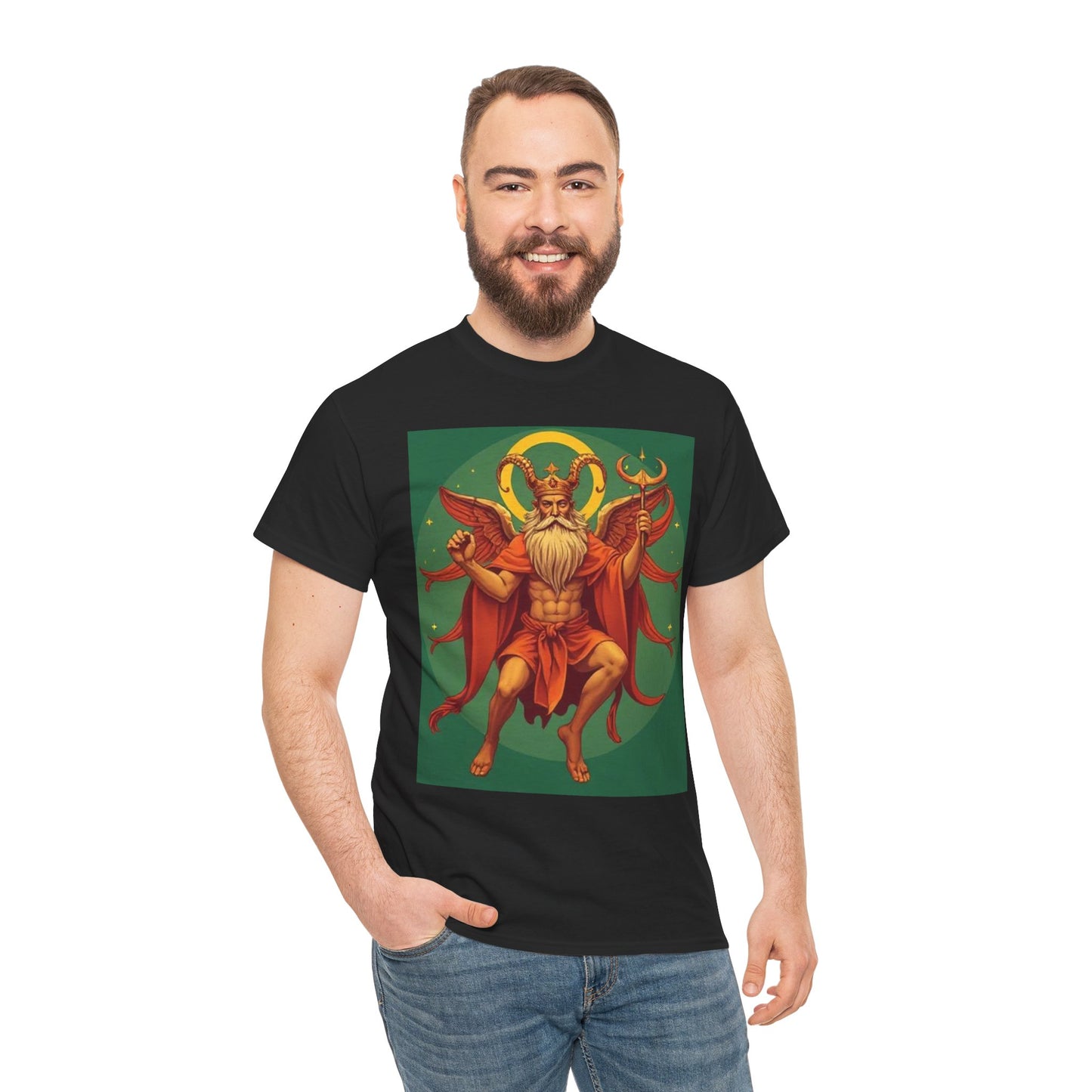 Unisex Heavy Cotton T-Shirt, Aries God 1v, Zodiac Design