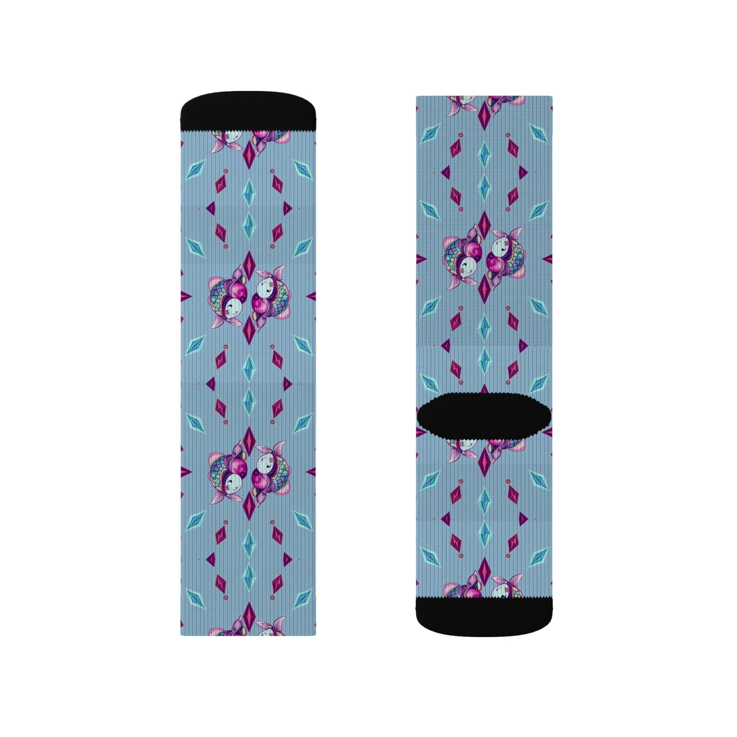 Sublimation Socks, Pisces, Zodiac v3, Jewel Pattern