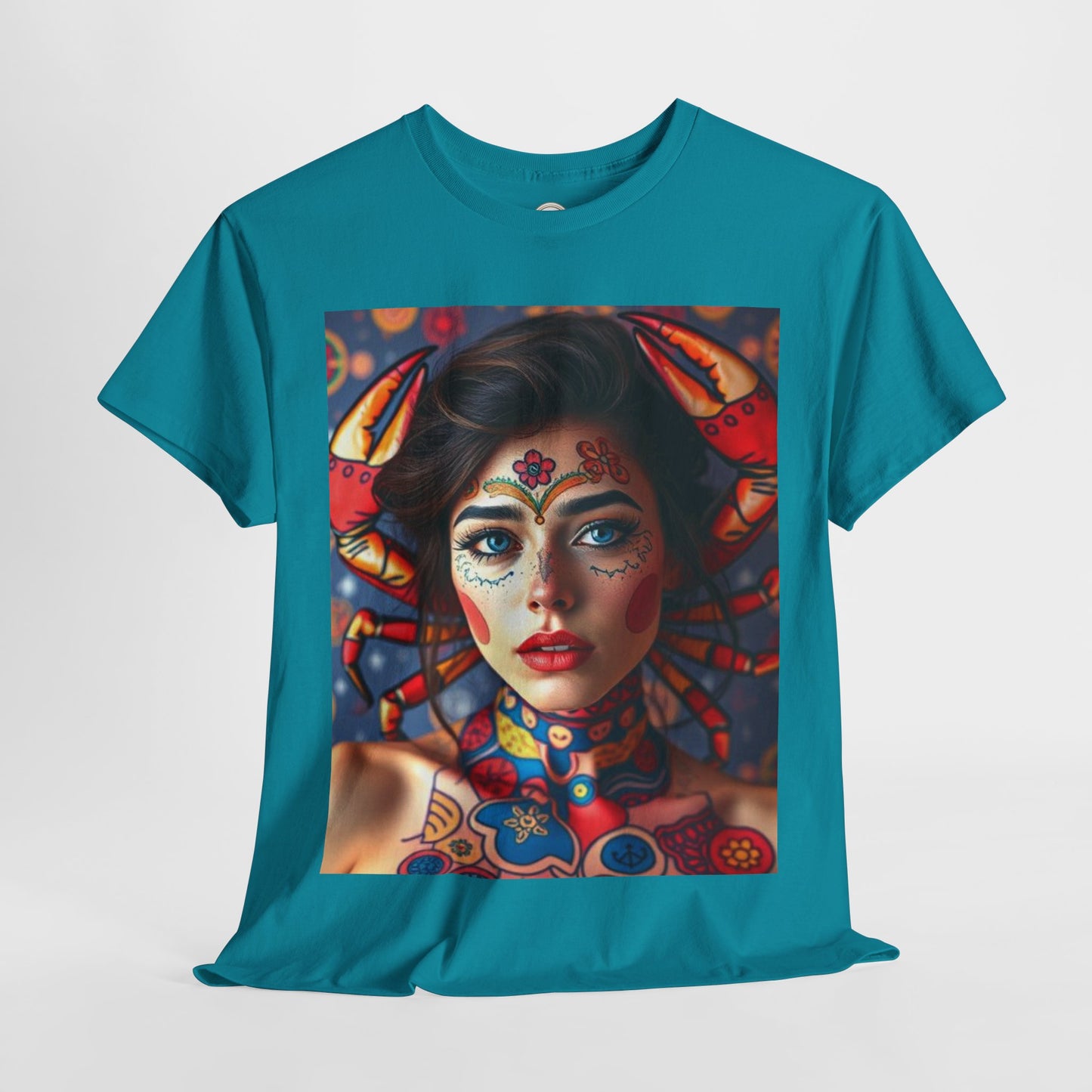 Unisex Heavy Cotton T-Shirt, Cancer, Zodiac v1, Sexy Art