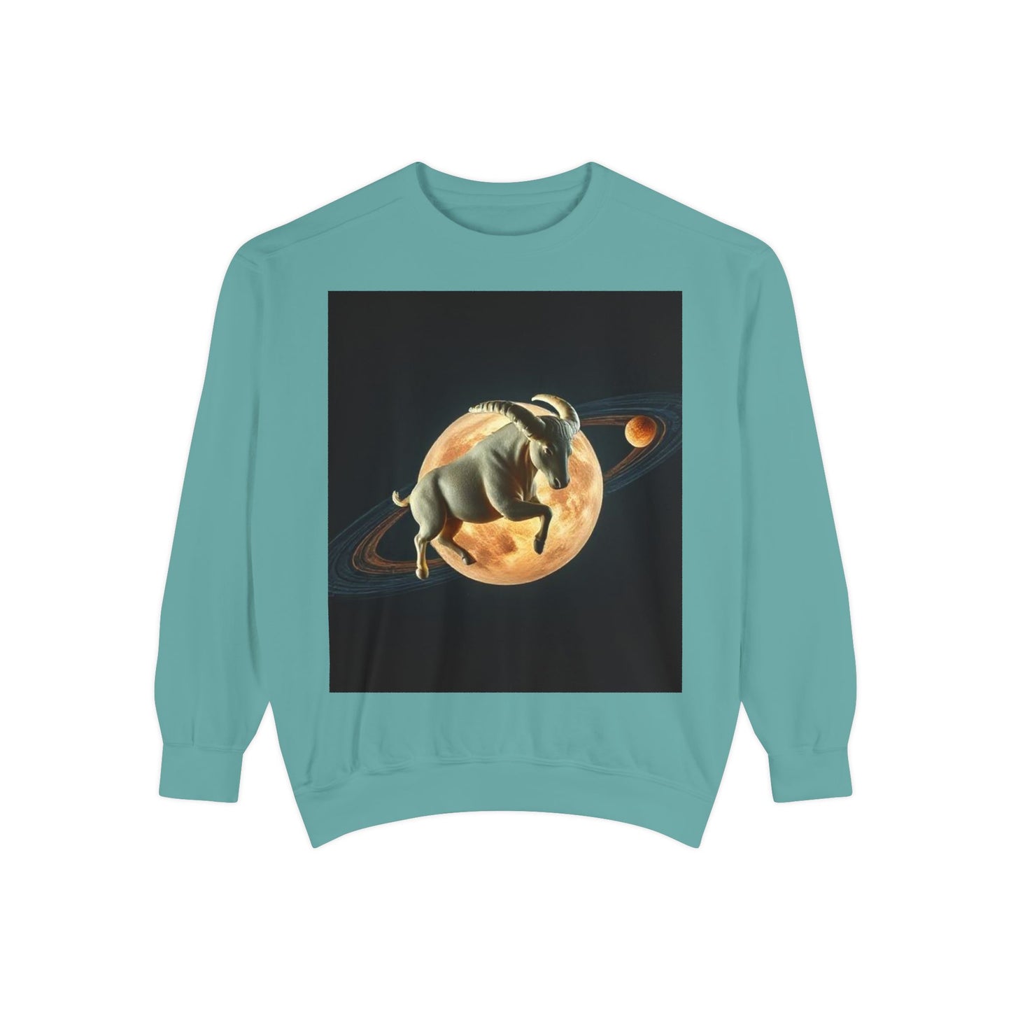 Garment-Dyed Sweatshirt, Unisex, Space Animal Design v1, Taurus