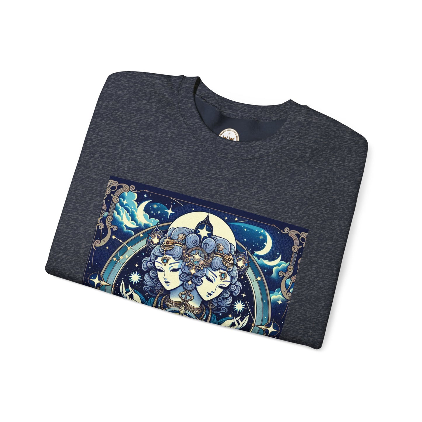 Unisex Heavy Blend™ Crewneck Sweatshirt,Twin Body, Gemini Zodiac Design