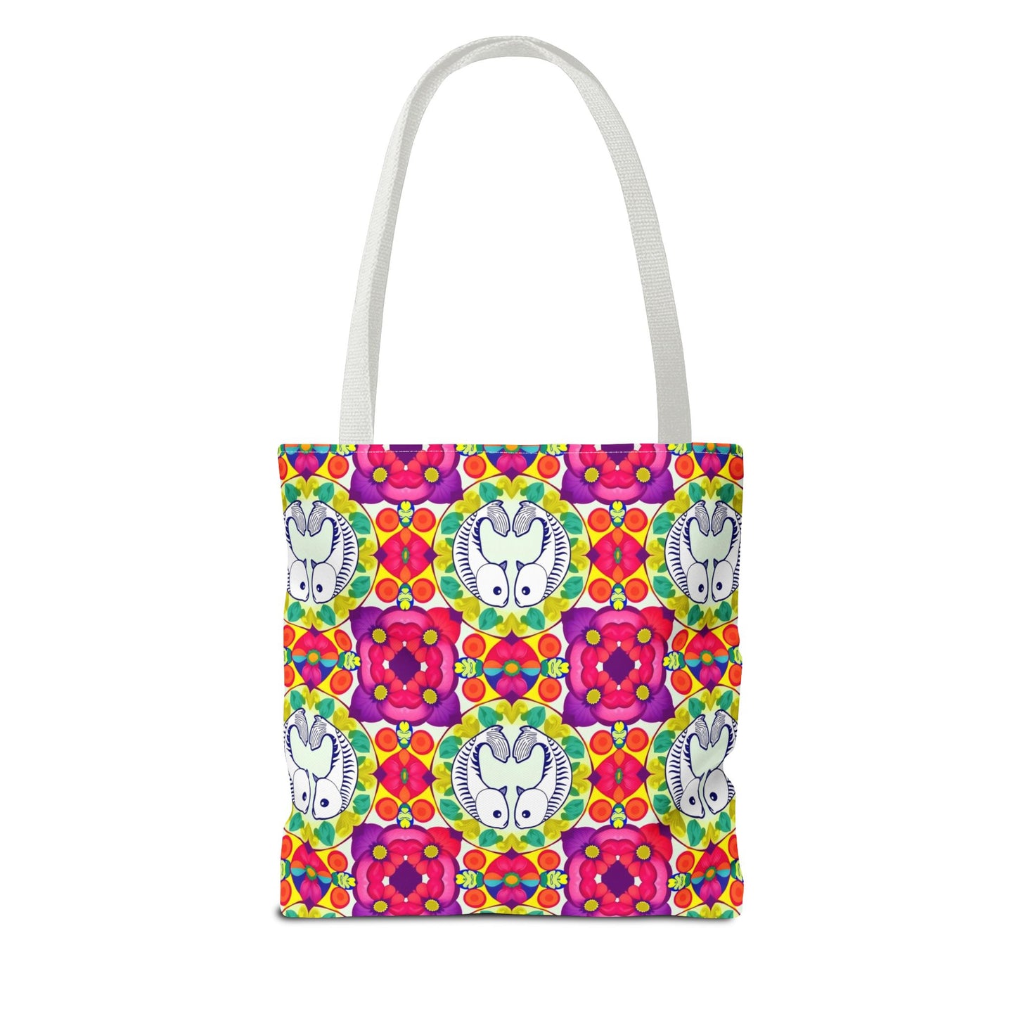 Tote Bag, (AOP), Pisces, Zodiac v4, Flower Pattern