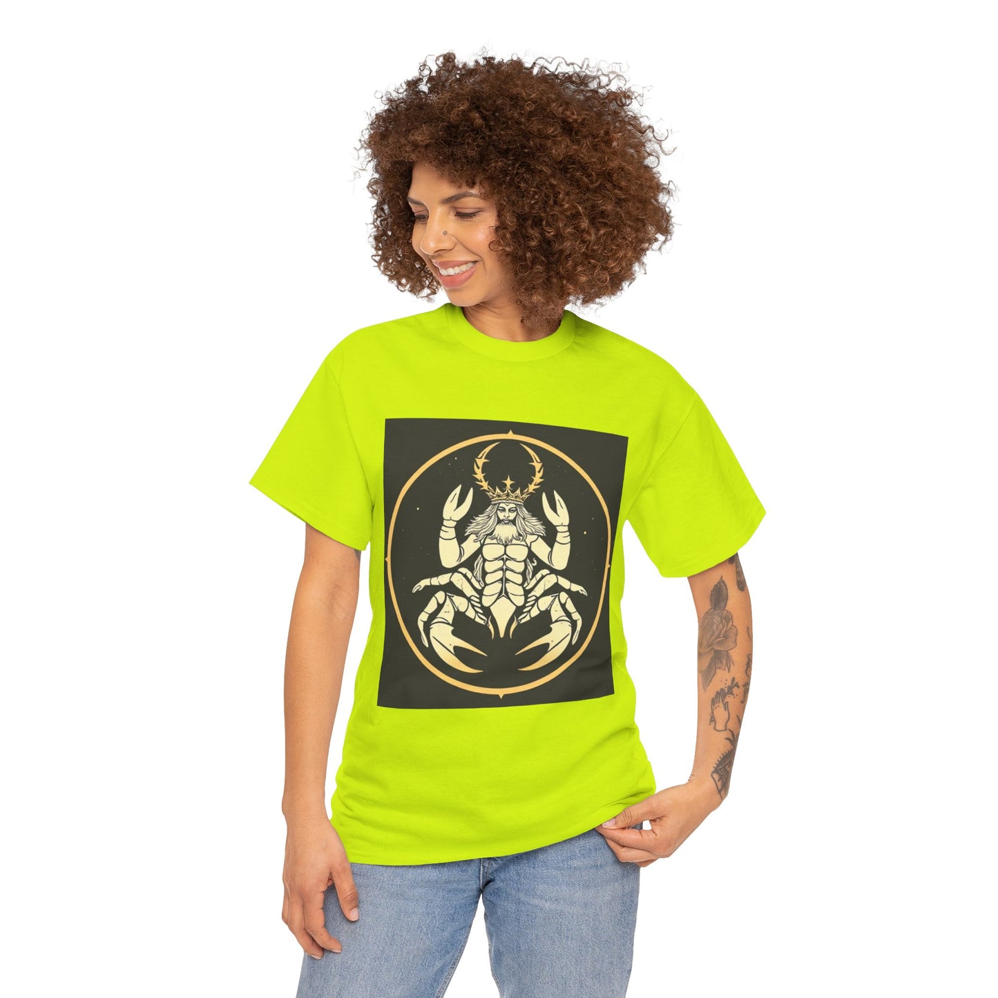 Unisex Heavy Cotton T-Shirt, Scorpio King, Print Art, Zodiac Design
