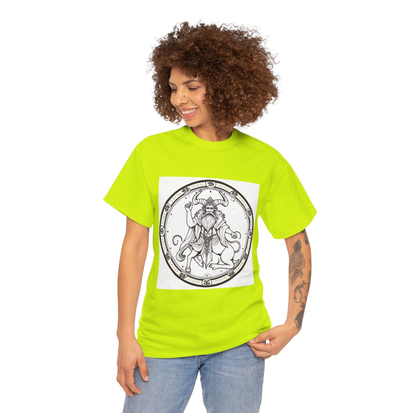 Unisex Heavy Cotton T-Shirt, Bull Centaur v1, Taurus Zodiac Design