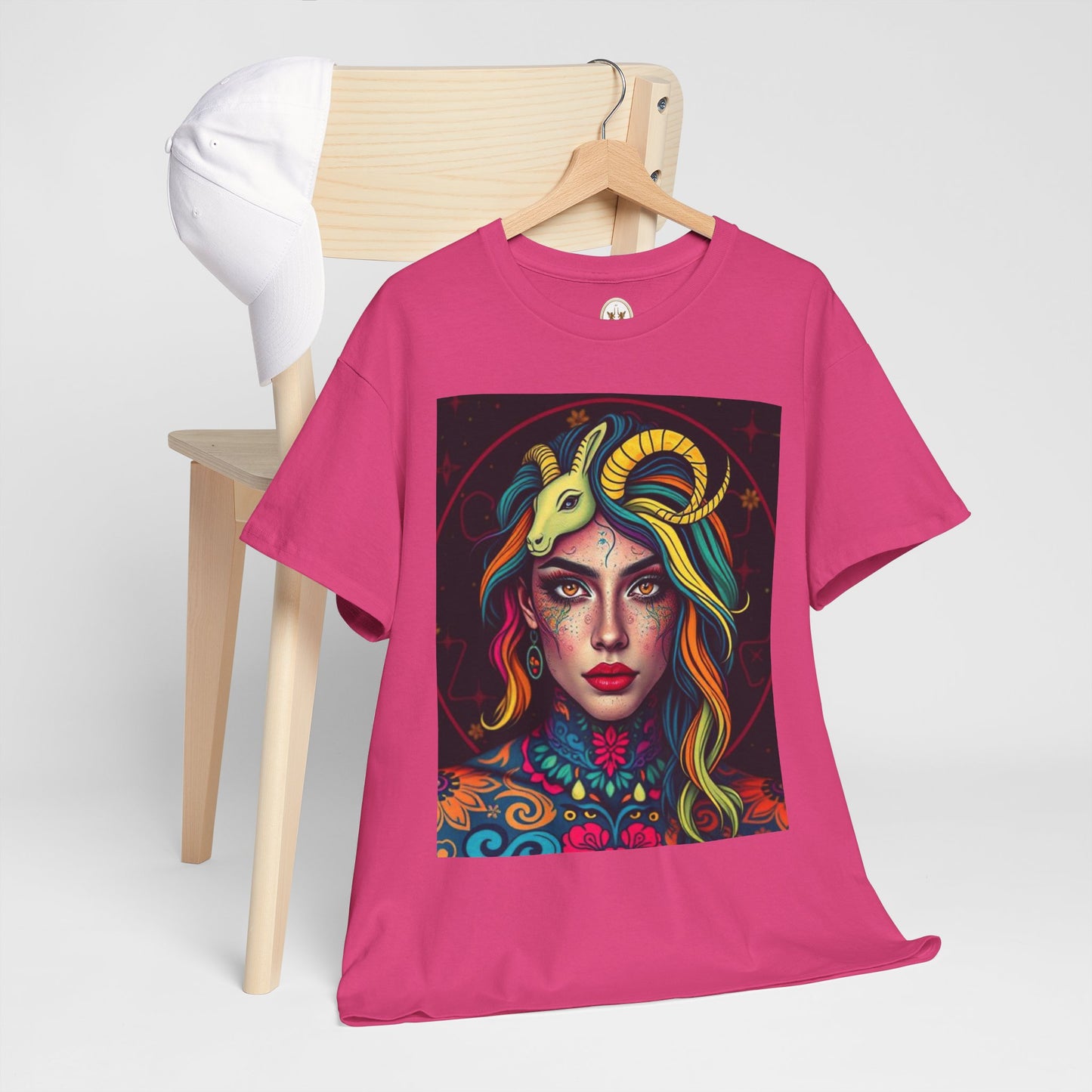 Unisex Heavy Cotton T-Shirt, Capricorn, Zodiac v2, Sexy Art