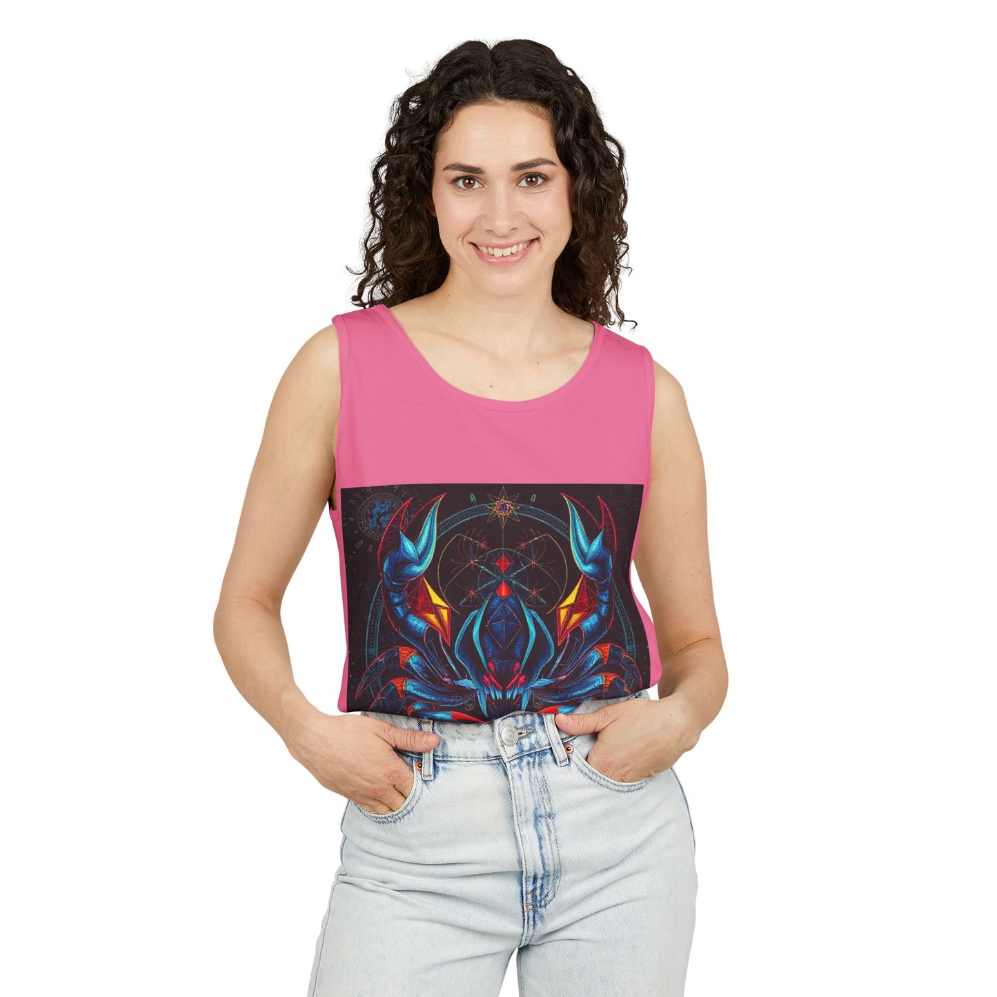 Unisex Garment-Dyed, Tank Top, Scorpio Design, Pop Art v1, 100% US cotton
