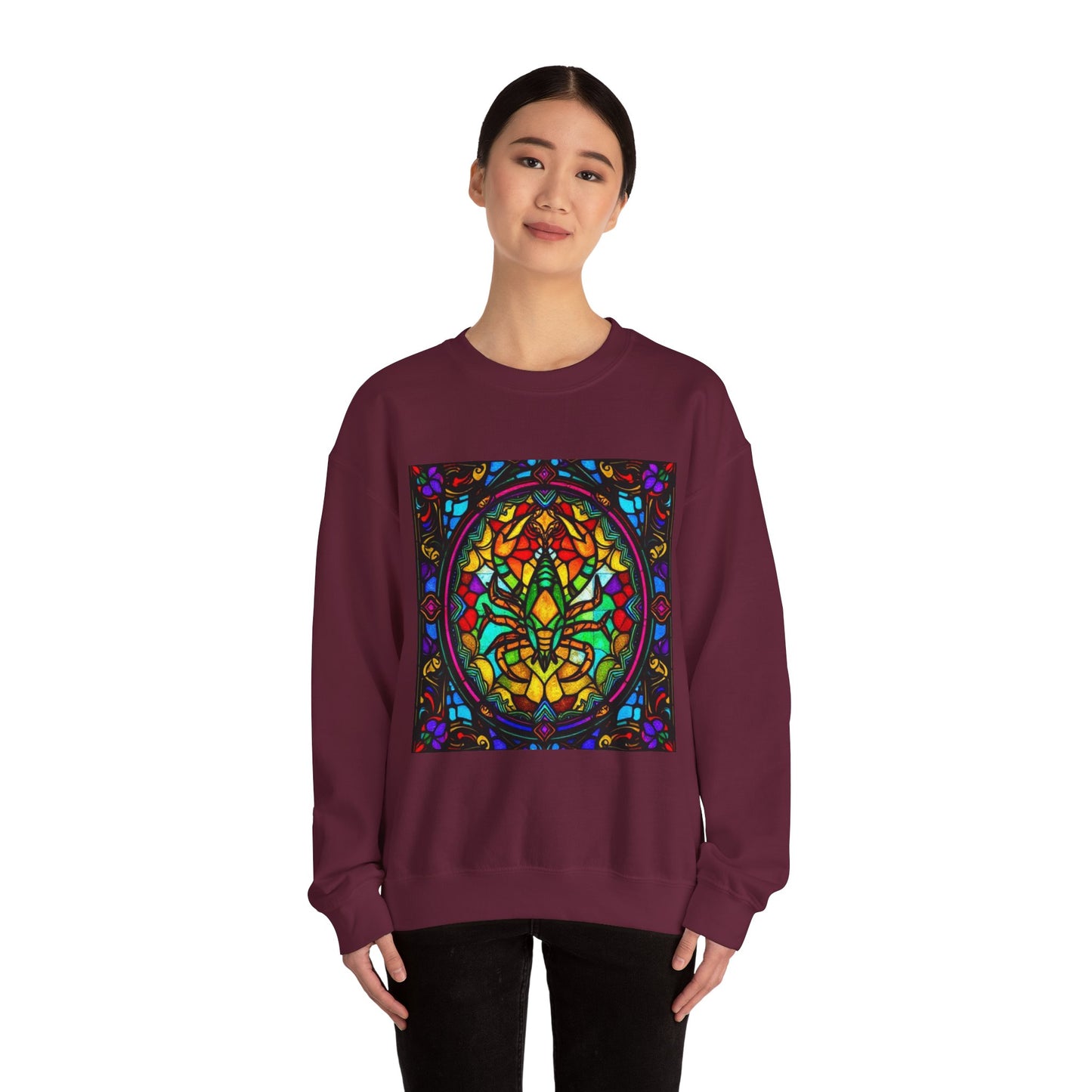 Unisex Heavy Blend™ Crewneck Sweatshirt, Glass 1, Scorpio Zodiac Design