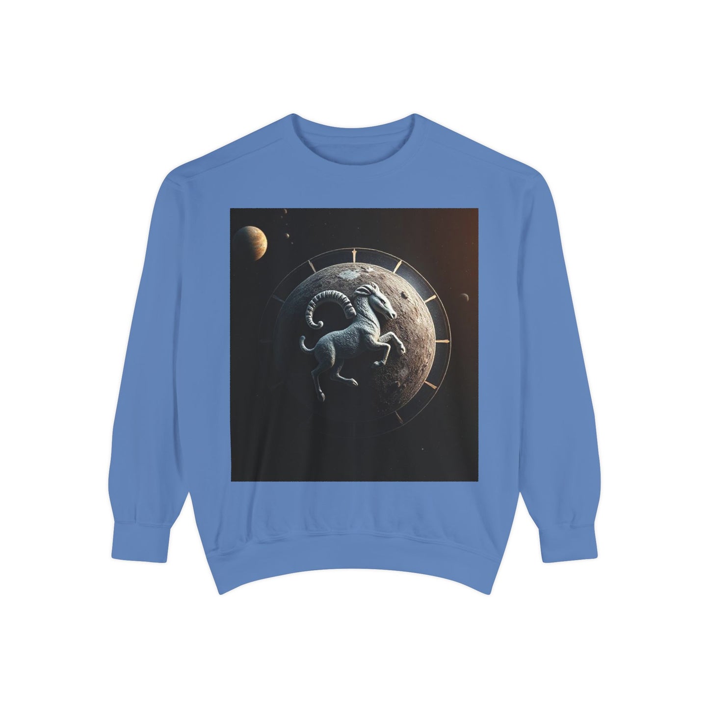 Garment-Dyed Sweatshirt, Unisex, Space Animal Design, Aries