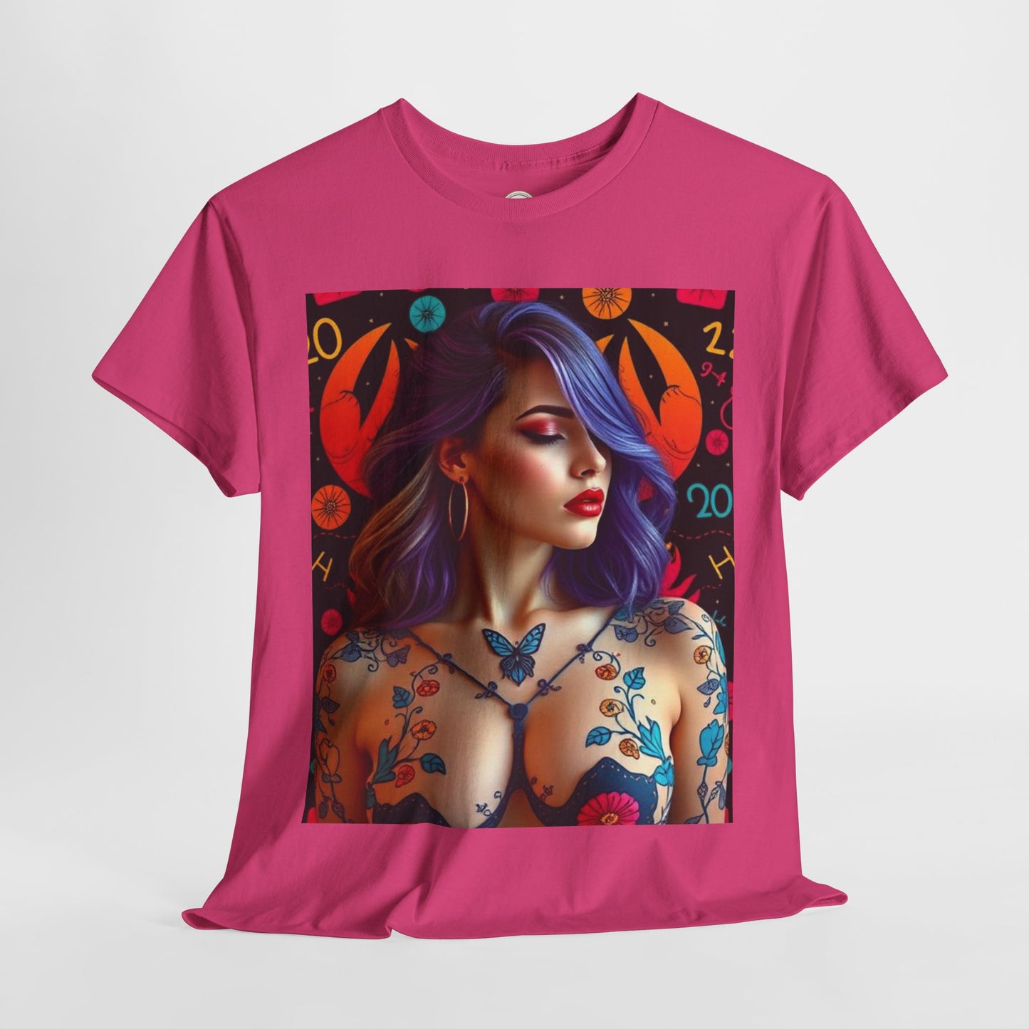 Unisex Heavy Cotton T-Shirt, Cancer, Zodiac, Sexy Art