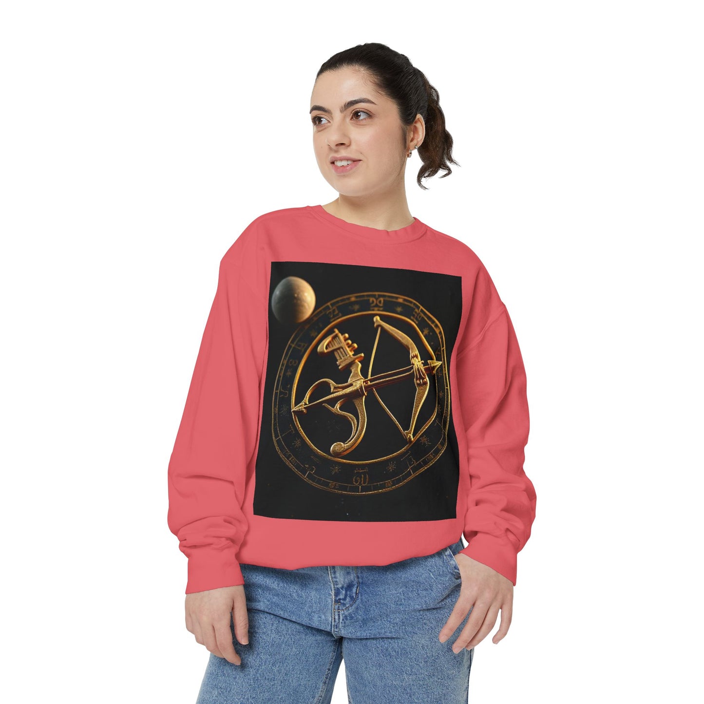 Garment-Dyed Sweatshirt, Unisex, Space Symbol Design, Sagittarius