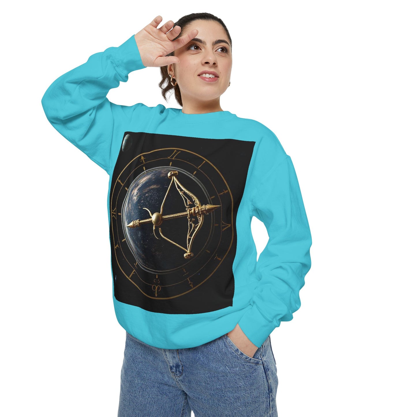 Garment-Dyed Sweatshirt, Unisex, Space Symbol Design v1, Sagittarius