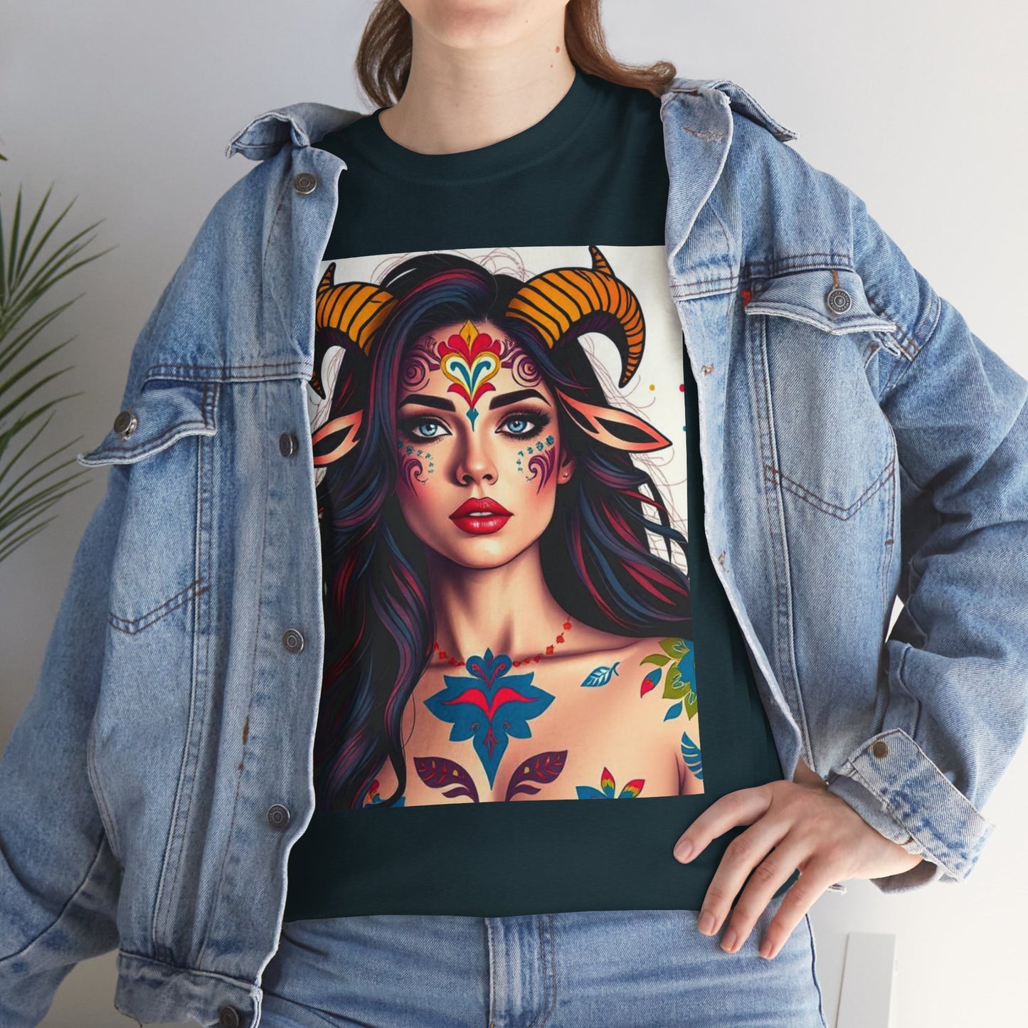 Unisex Heavy Cotton T-Shirt, Taurus, Zodiac v1, Sexy Art
