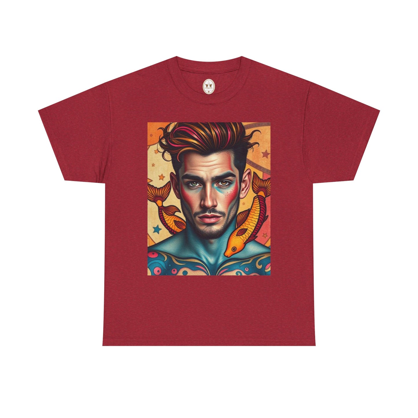Unisex Heavy Cotton T-Shirt, Pisces, Zodiac v2, Sexy Art