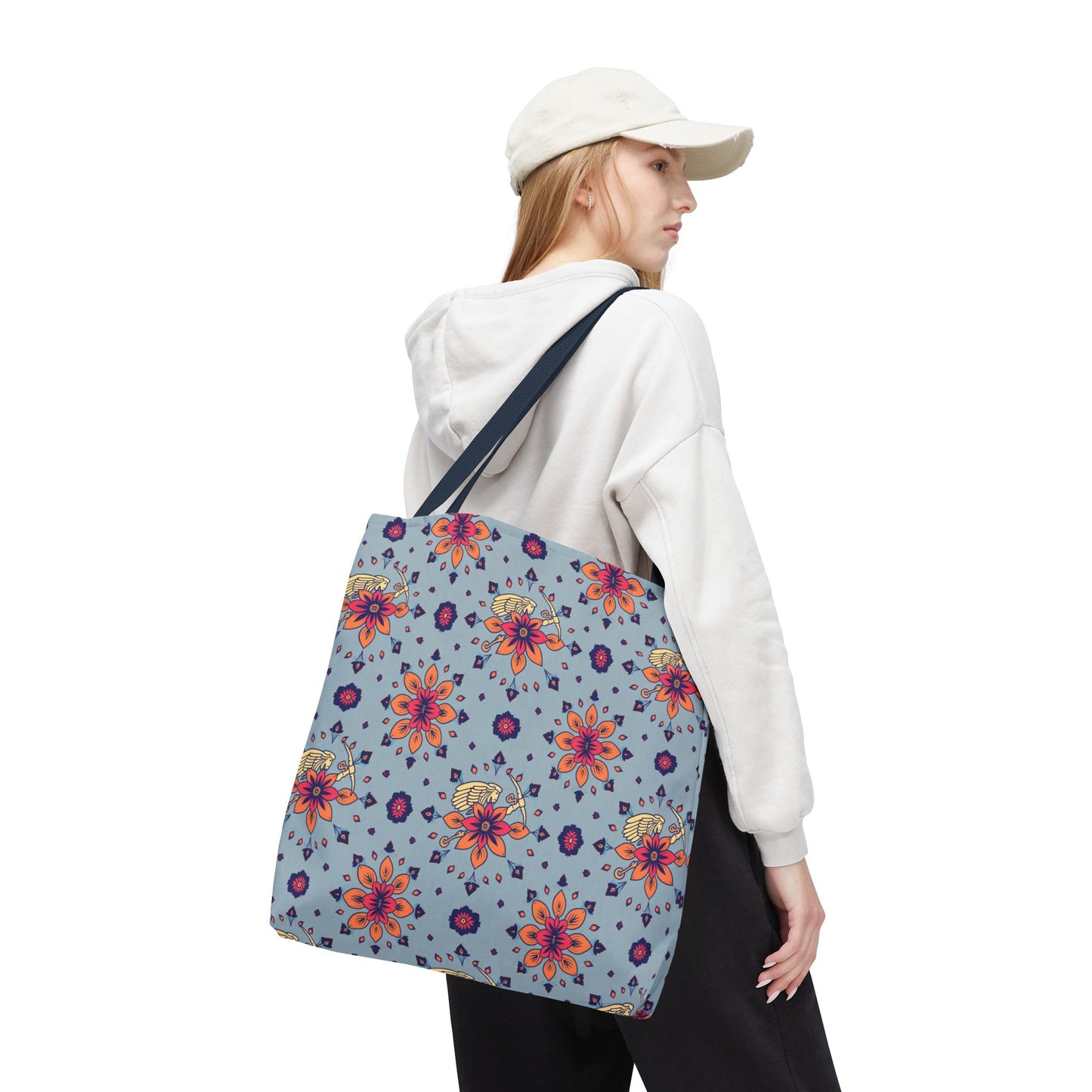 Tote Bag, (AOP), Sagittarius, Zodiac v1, Flower Pattern