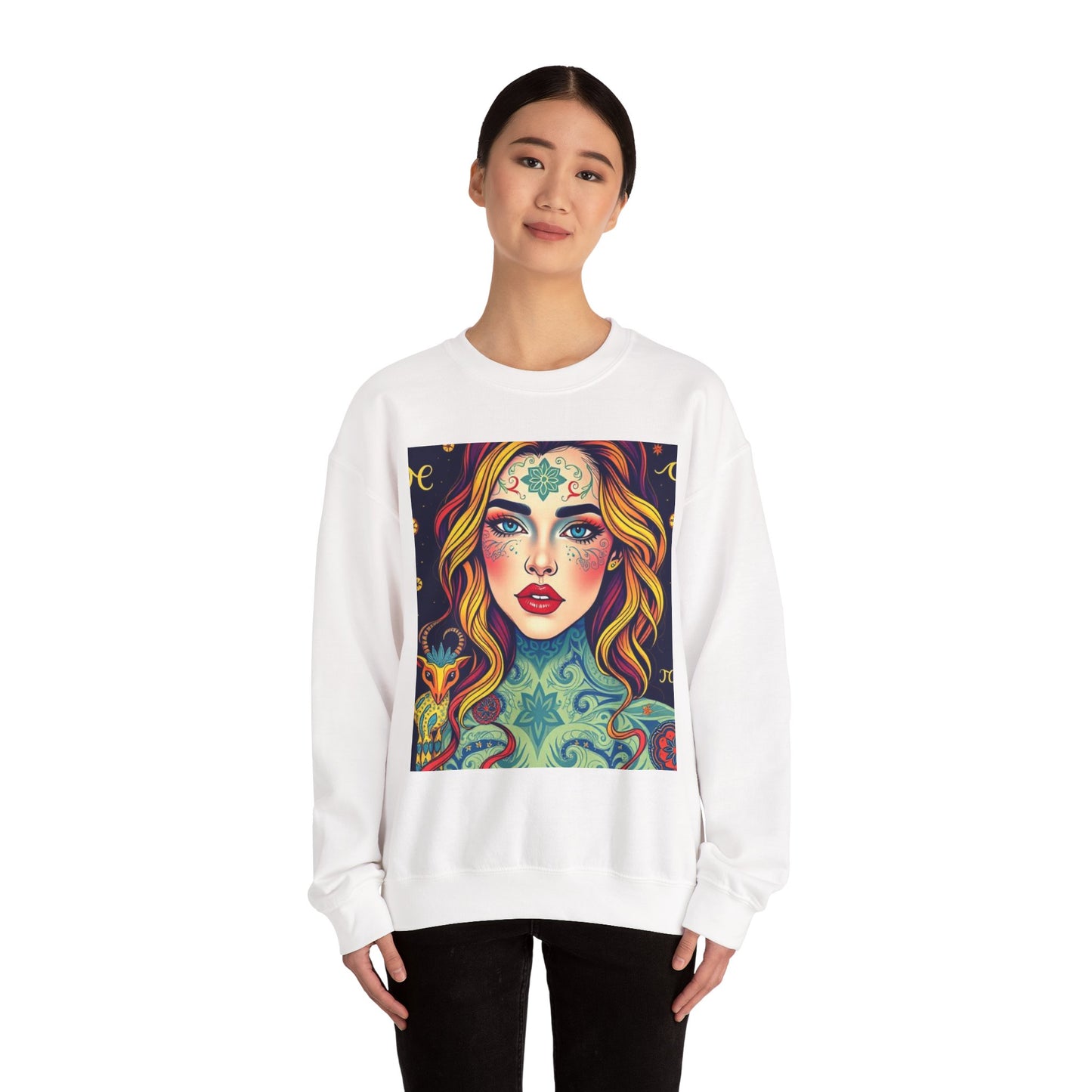 Unisex Heavy Blend™ Crewneck Sweatshirt, Aquarius, Zodiac, Sexy Pattern