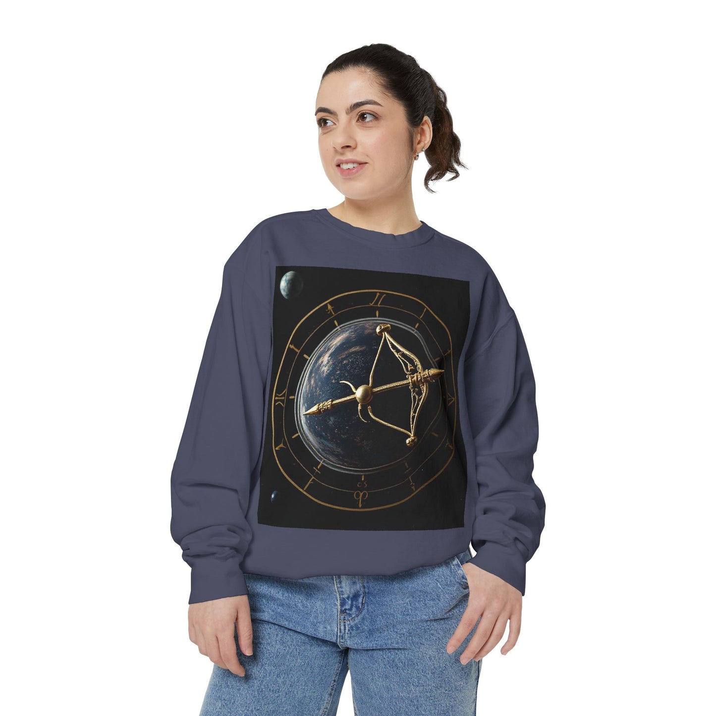 Garment-Dyed Sweatshirt, Unisex, Space Symbol Design v1, Sagittarius