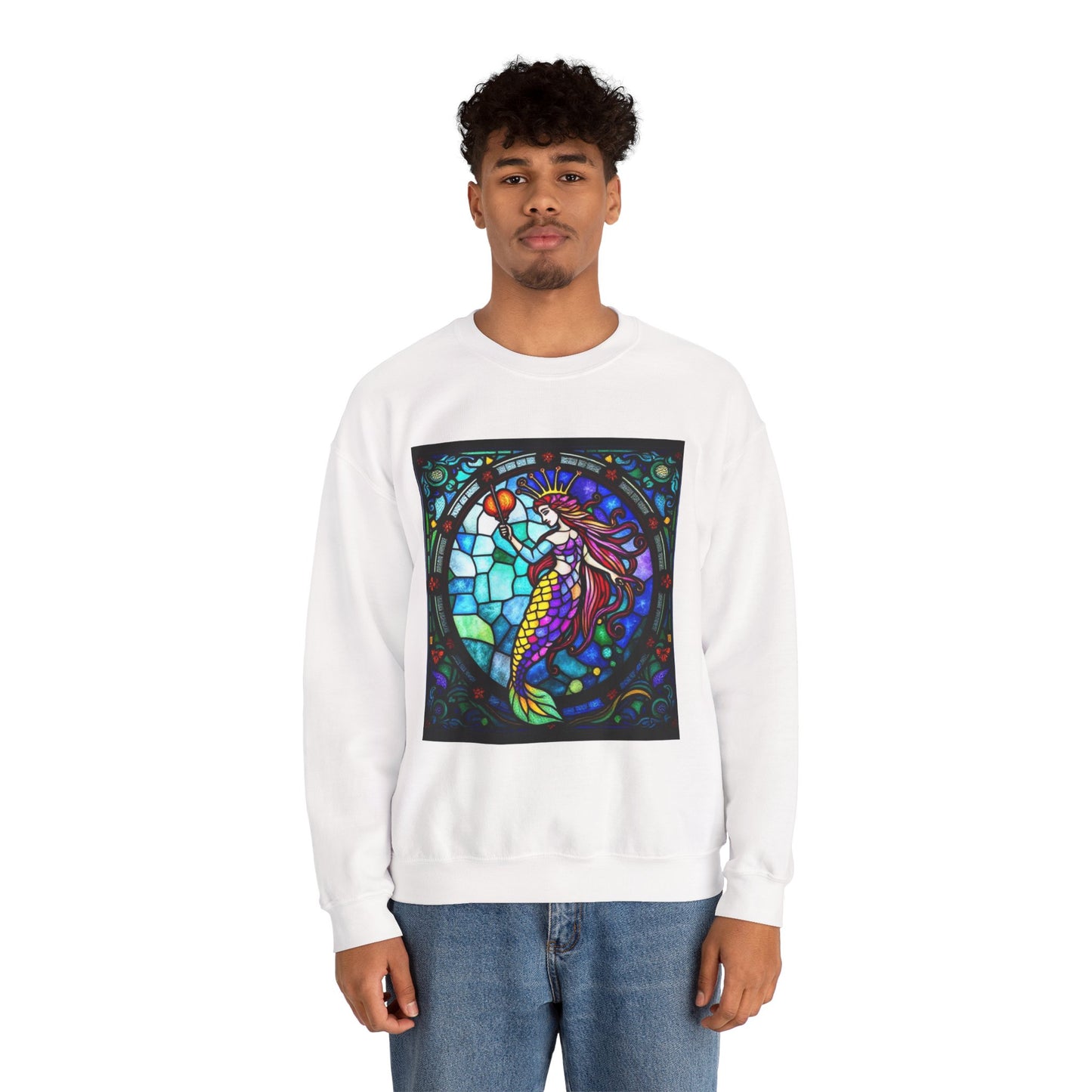 Unisex Heavy Blend™ Crewneck Sweatshirt, Glass, Aquarius Zodiac Design
