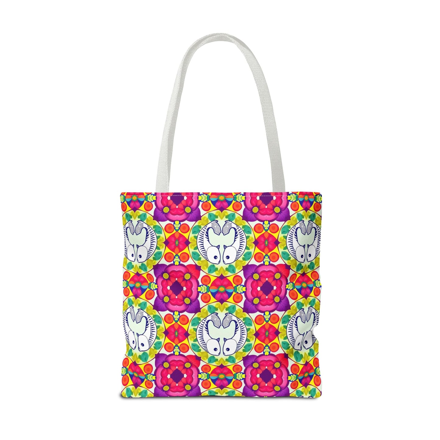 Tote Bag, (AOP), Pisces, Zodiac v4, Flower Pattern