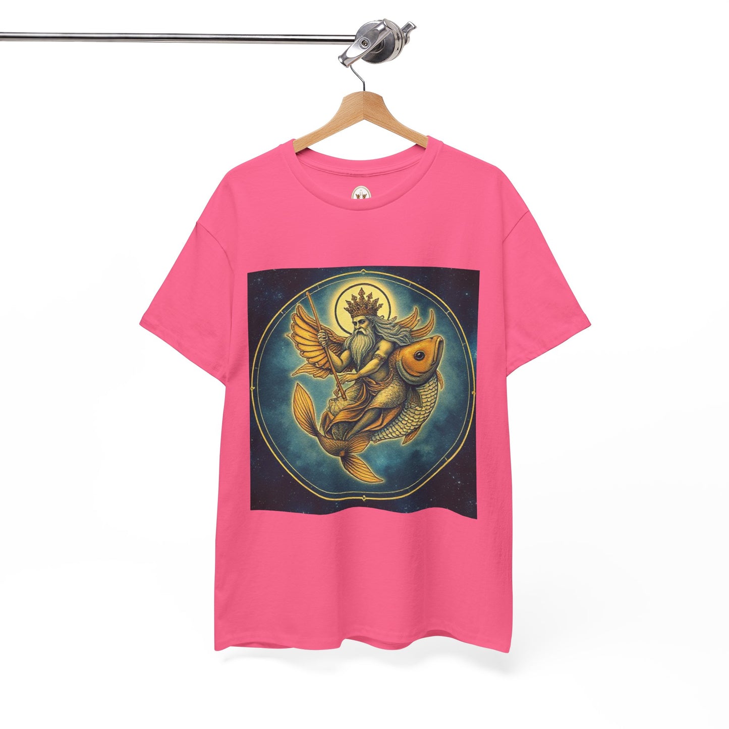 Unisex Heavy Cotton T-Shirt, Pisces King v1, Zodiac Design