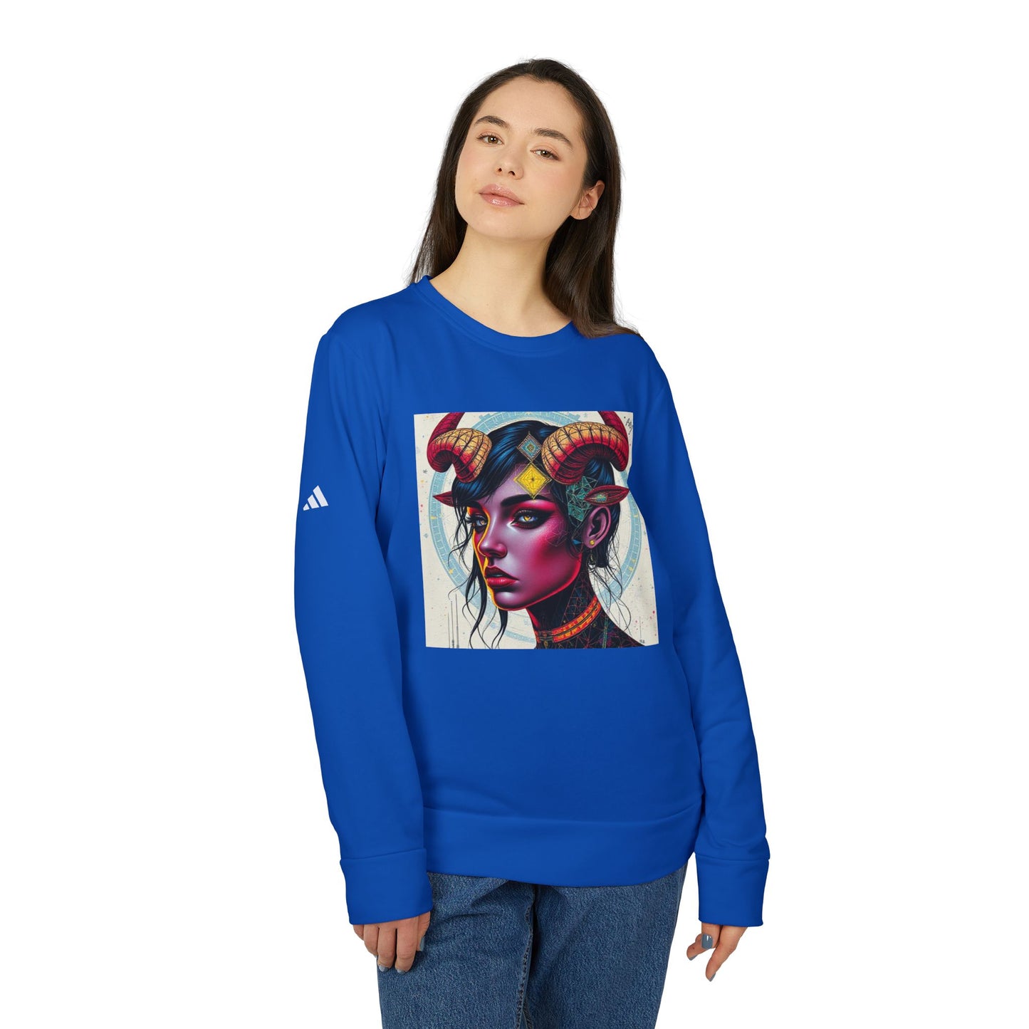 Adidas, Unisex Fleece Crewneck Sweatshirt, Taurus, Pop Art, Zodiac