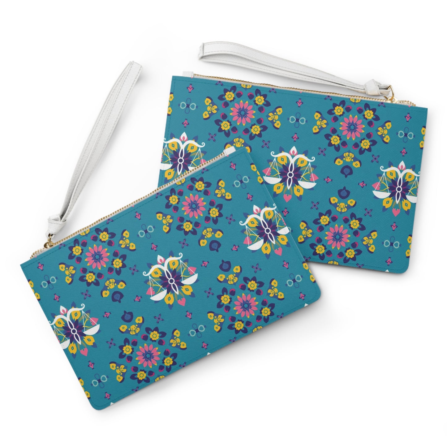 Clutch Bag, Libra, Zodiac v3, Flower Pattern