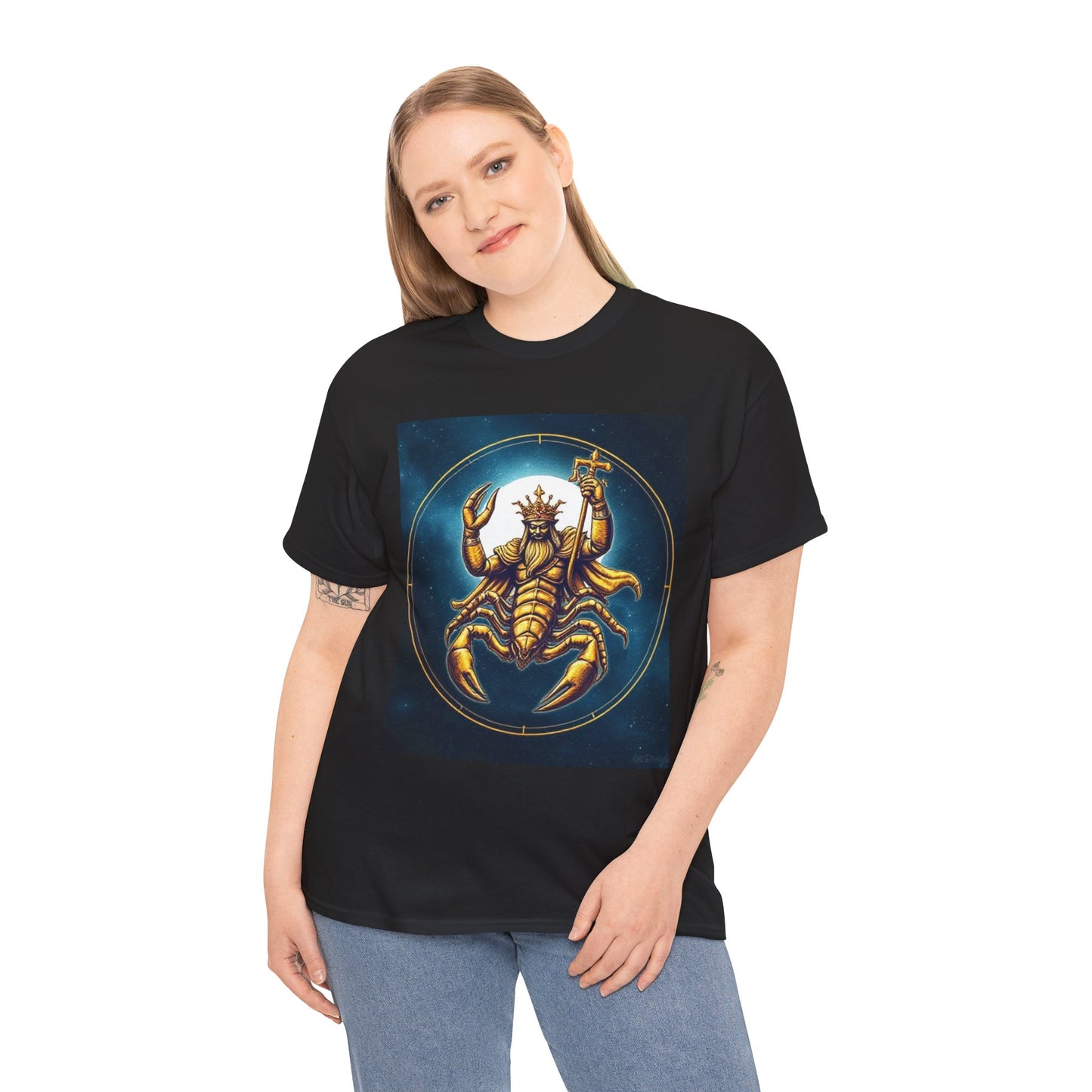Unisex Heavy Cotton T-Shirt, Moon v1, Scorpio Zodiac Design